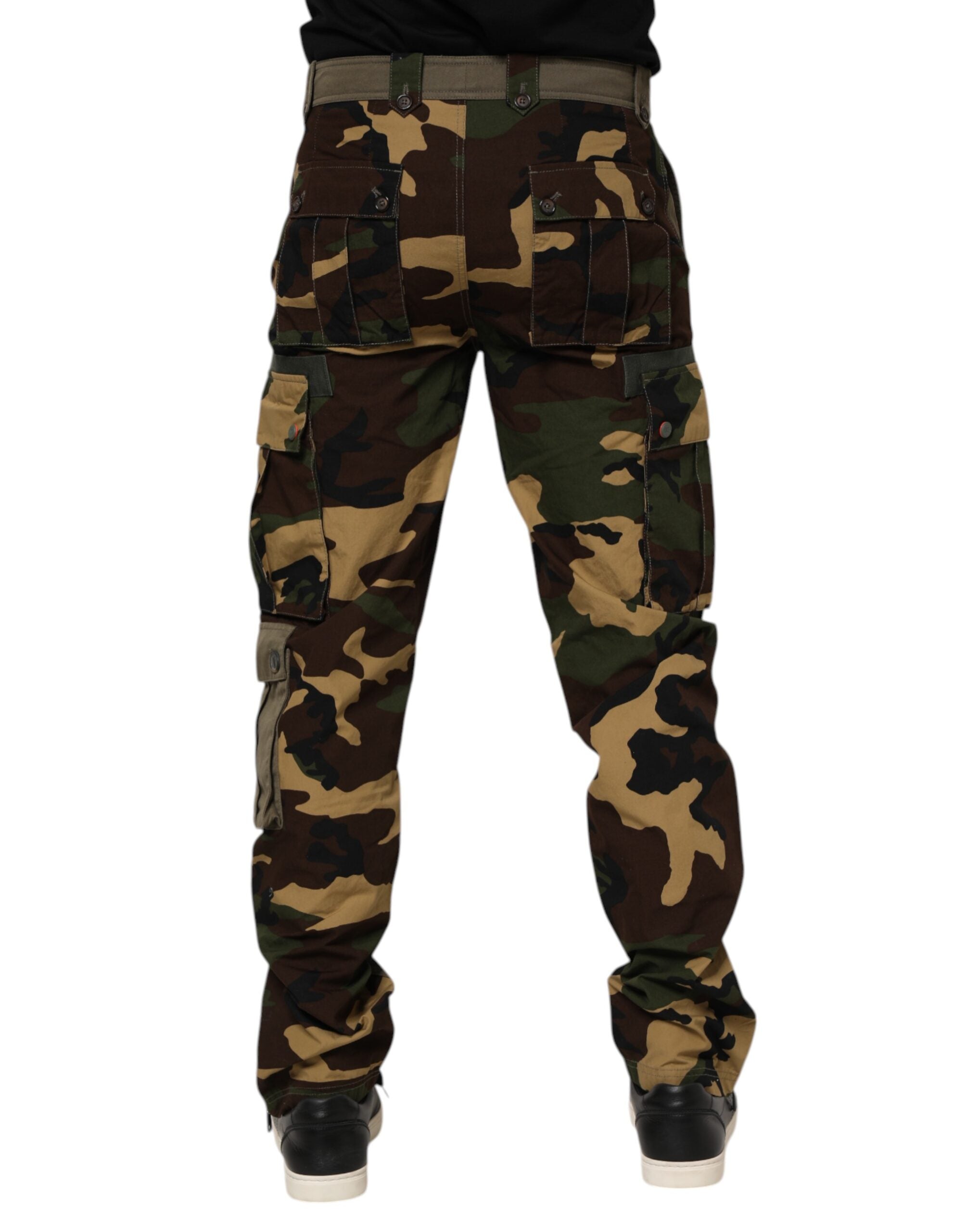 Dolce & Gabbana Brown Cotton Camouflage Cargo Men's Pants