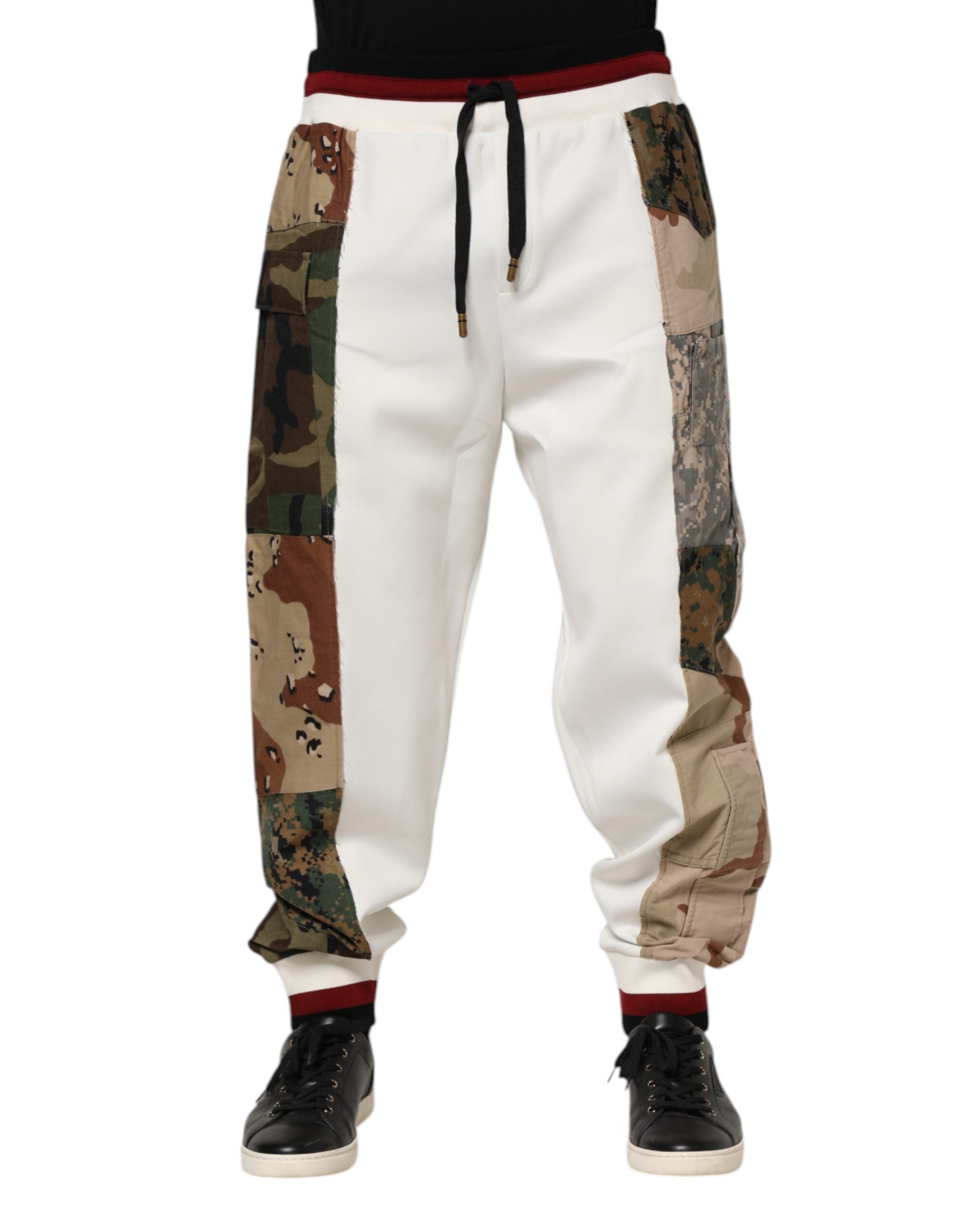 Dolce & Gabbana White Patchwork Jogger Men's Pants
