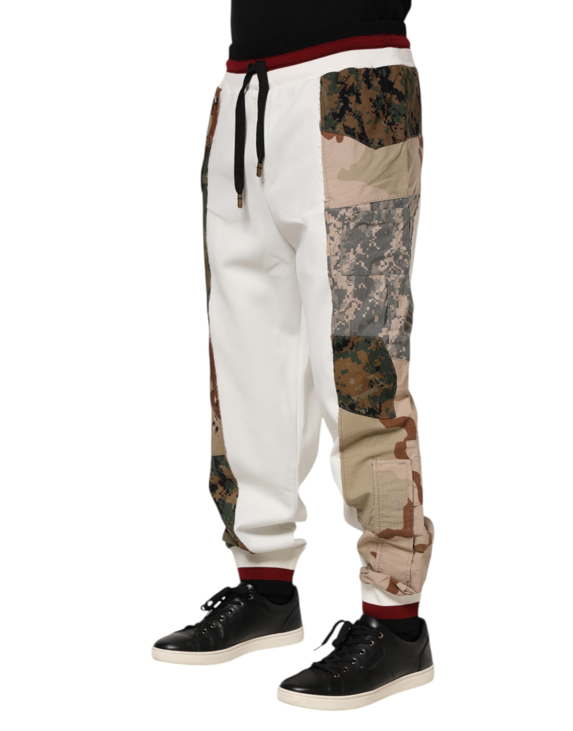 Dolce & Gabbana White Patchwork Jogger Men's Pants