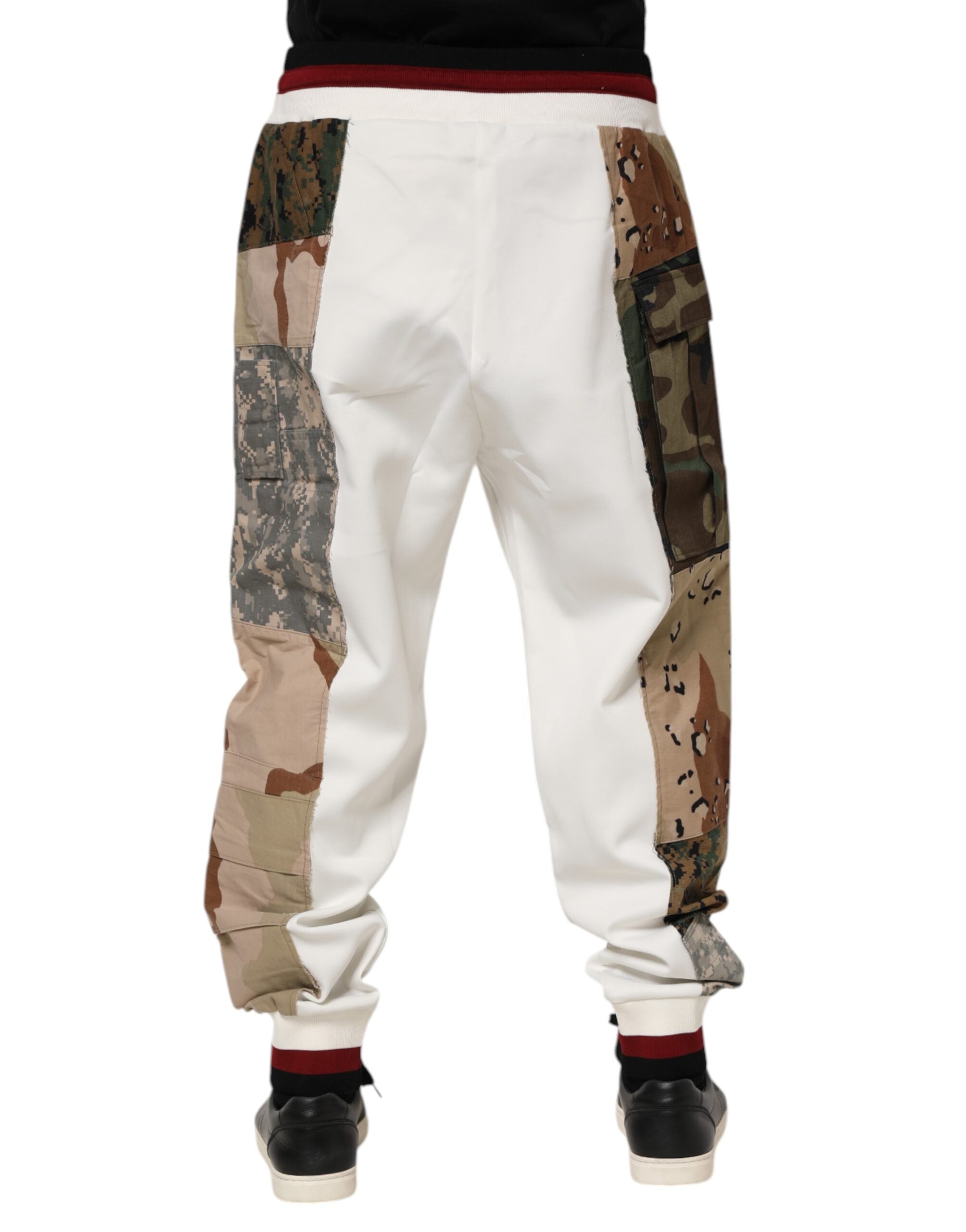 Dolce & Gabbana White Patchwork Jogger Men's Pants