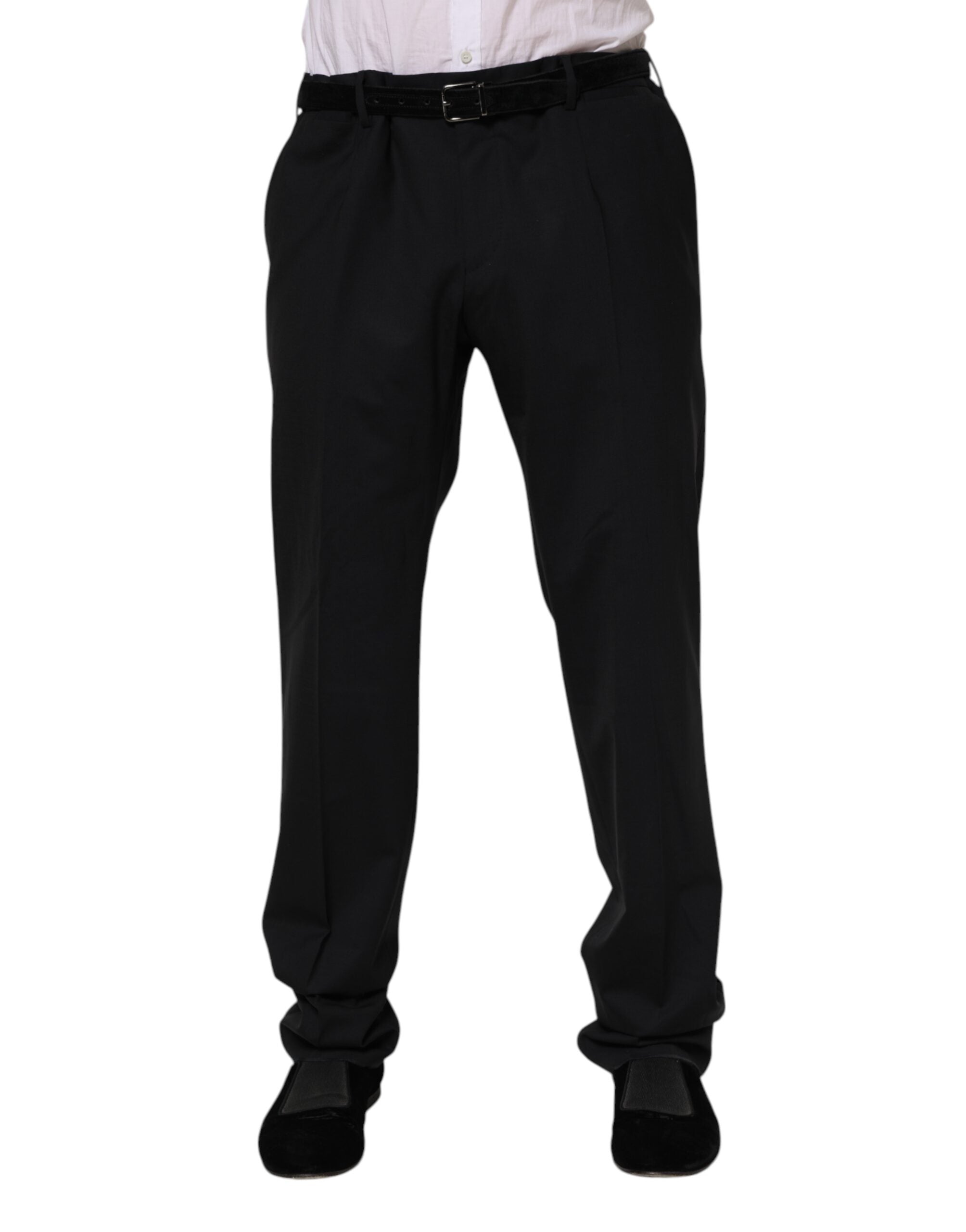 Dolce & Gabbana Black Wool Formal Dress Men's Pants