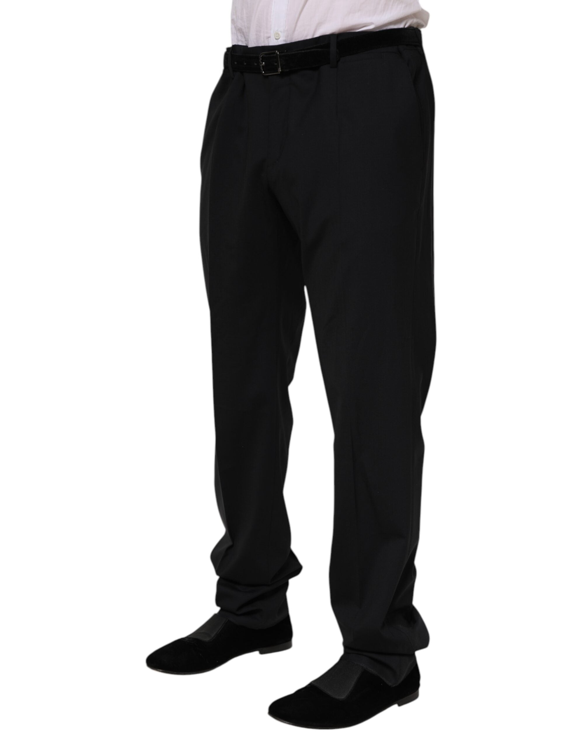 Dolce & Gabbana Black Wool Formal Dress Men's Pants