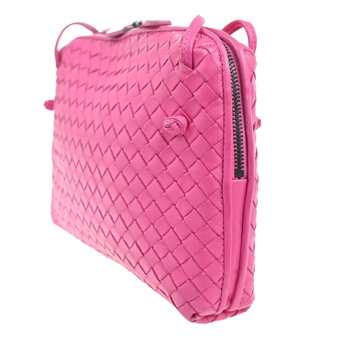 Bottega Veneta Nodini Intrecciato Nappa Pink Leather Shoulder Bag Bag (Pre-Owned)