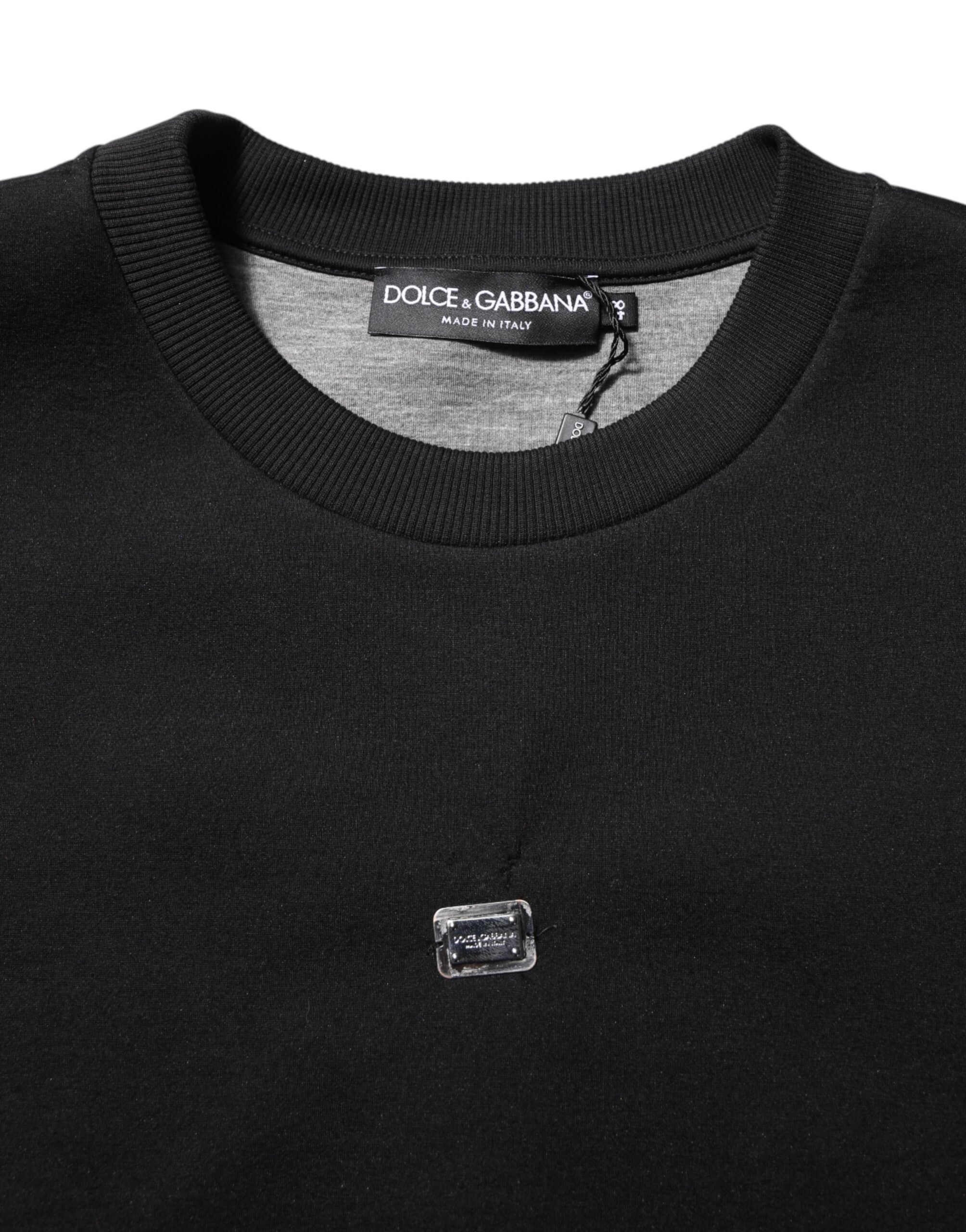 Dolce & Gabbana Black Modal DG Logo Plaque Pullover Men's Sweater (Pre-Owned)