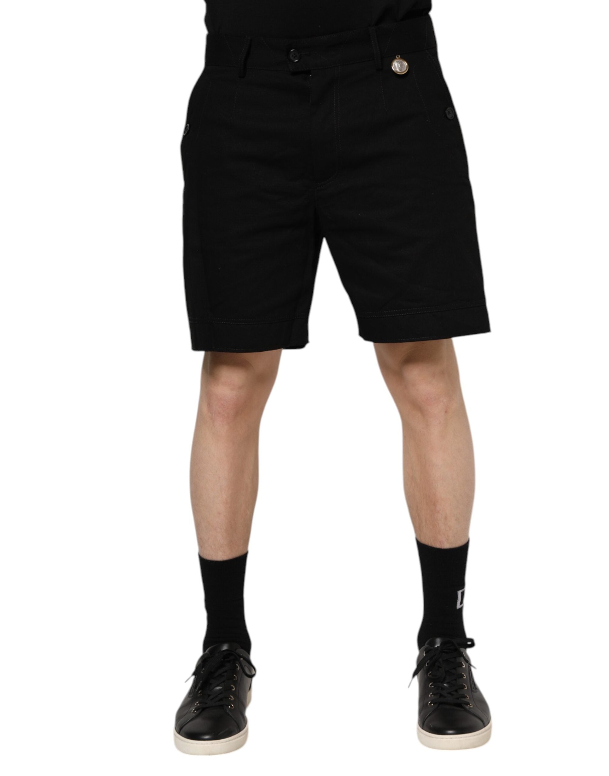Dolce & Gabbana Black Cotton Knee Length Men Bermuda Men's Shorts