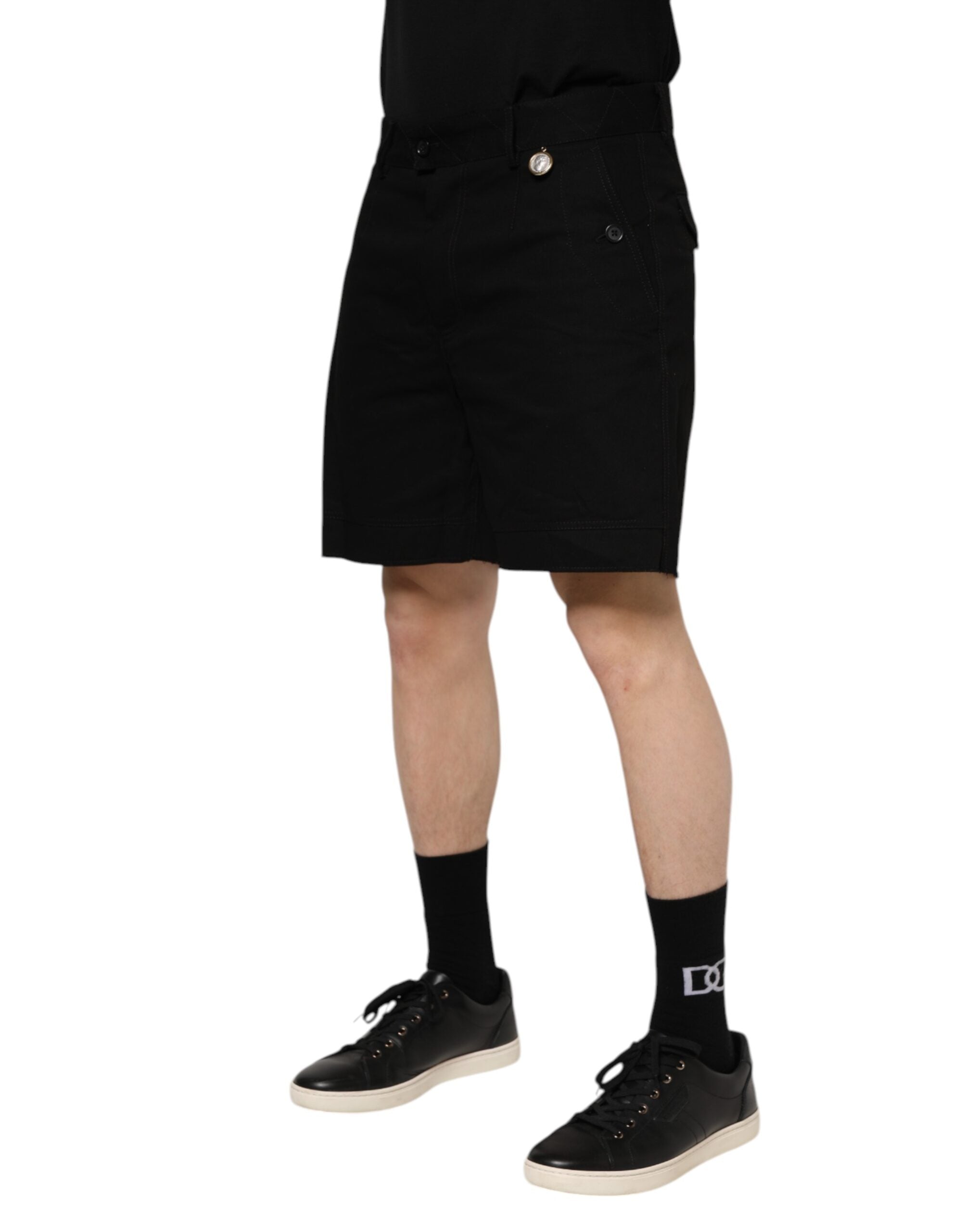 Dolce & Gabbana Black Cotton Knee Length Men Bermuda Men's Shorts