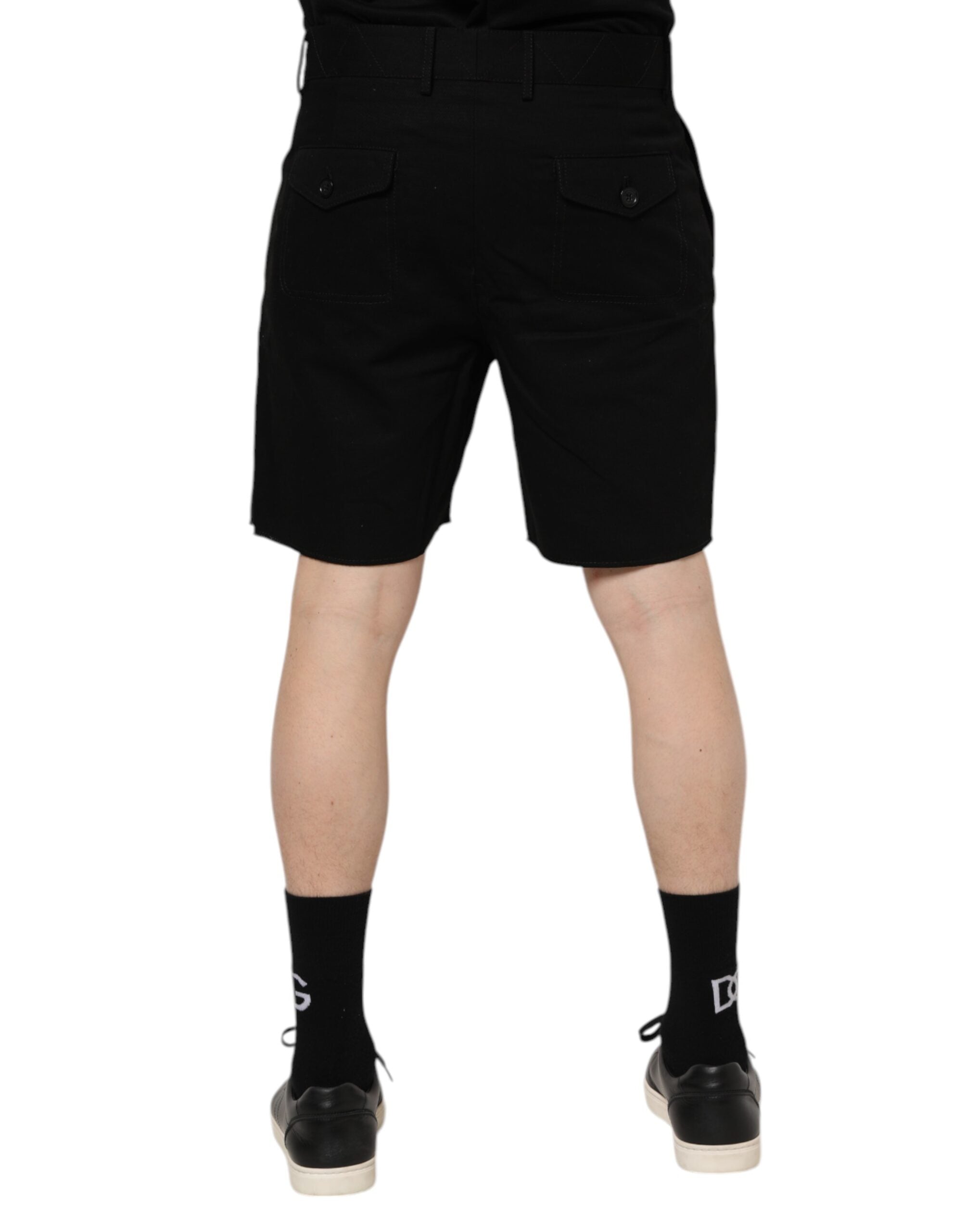 Dolce & Gabbana Black Cotton Knee Length Men Bermuda Men's Shorts