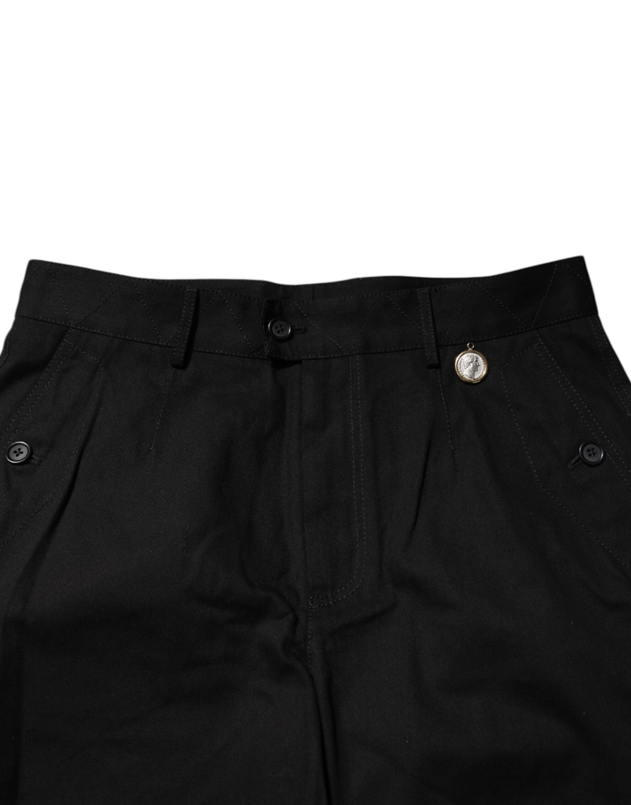Dolce & Gabbana Black Cotton Knee Length Men Bermuda Men's Shorts
