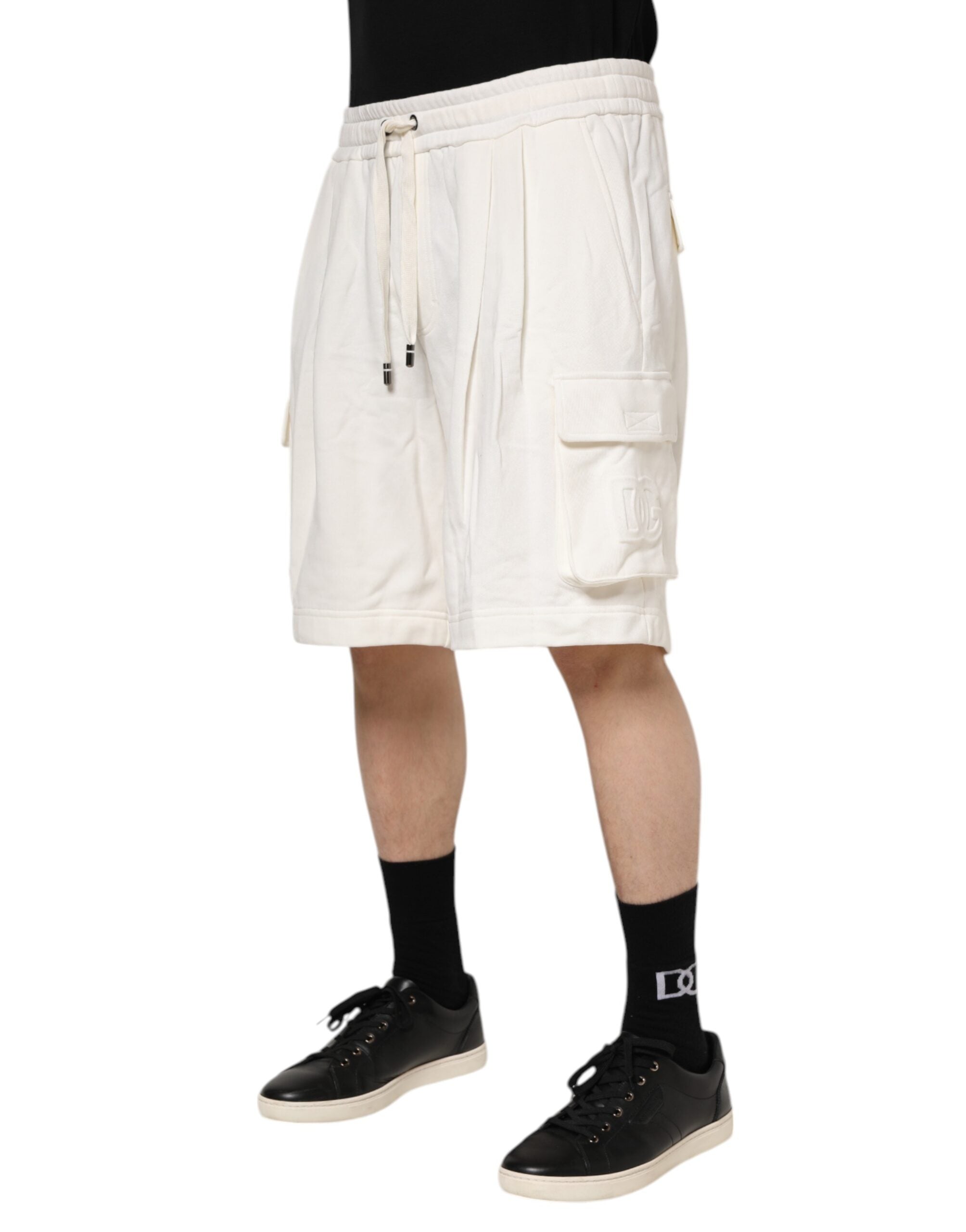 Dolce & Gabbana White Cotton Cargo Bermuda SweatMen's Men's Shorts (Pre-Owned)
