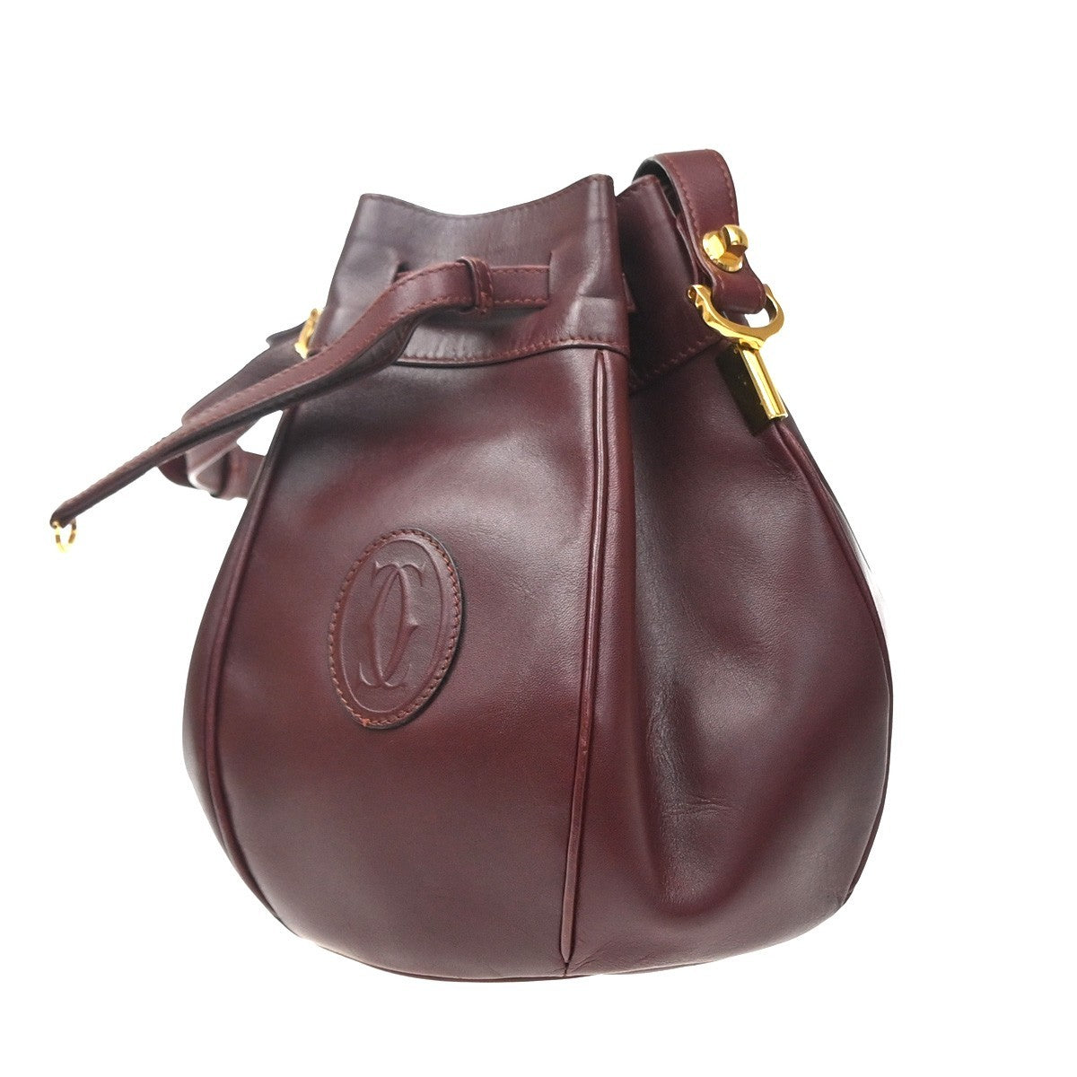 Cartier Must De Cartier Leather Burgundy Leather Shoulder Bag Bag (Pre-Owned)
