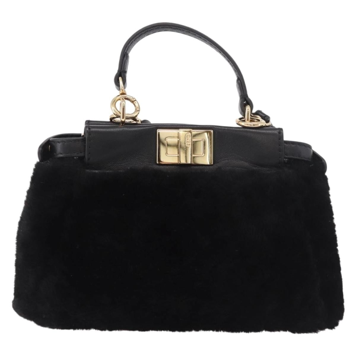 Fendi Peekaboo Fur Black Fur Handbag (Pre-Owned)
