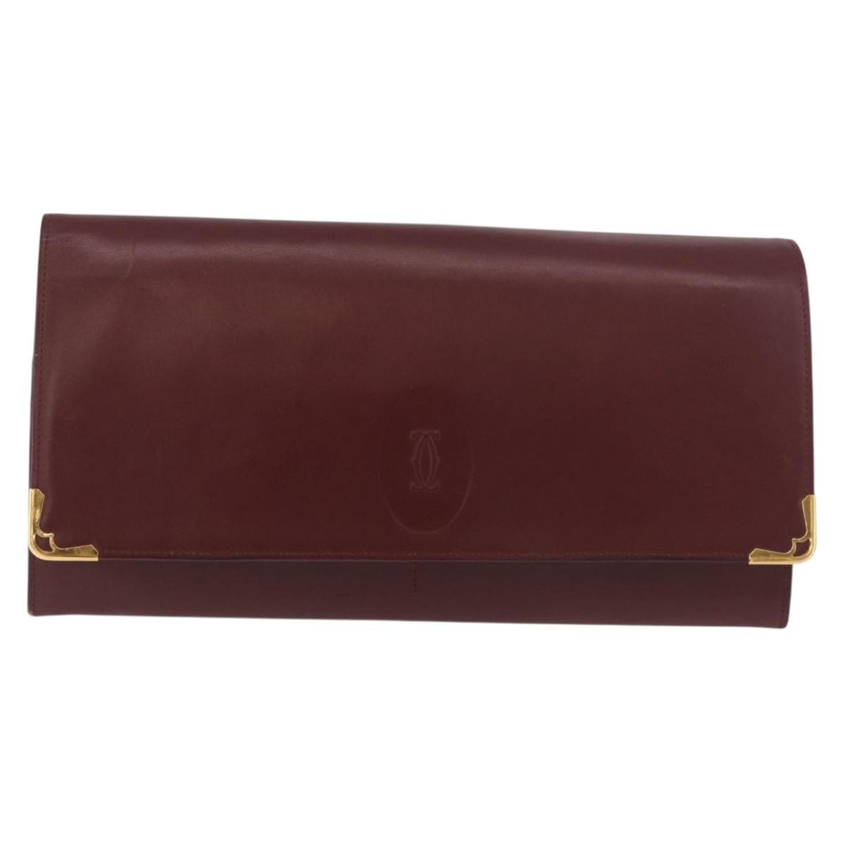 Cartier Must De Cartier Leather Burgundy Leather Clutche & Pouche Bag (Pre-Owned)