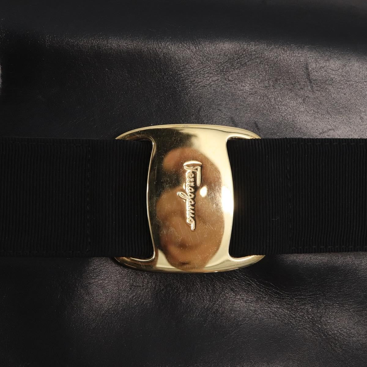 Salvatore Ferragamo Vala Leather Black Leather Shoulder Bag Bag (Pre-Owned)