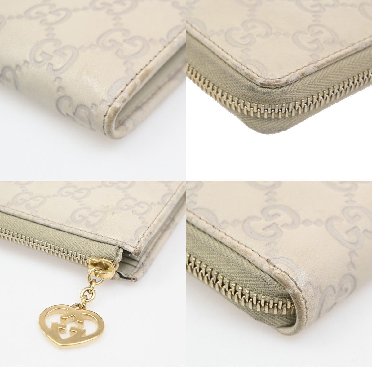 Gucci Interlocking G Zip Around Wallet (Outlet) Leather Beige Leather Wallets Accessory (Pre-Owned)