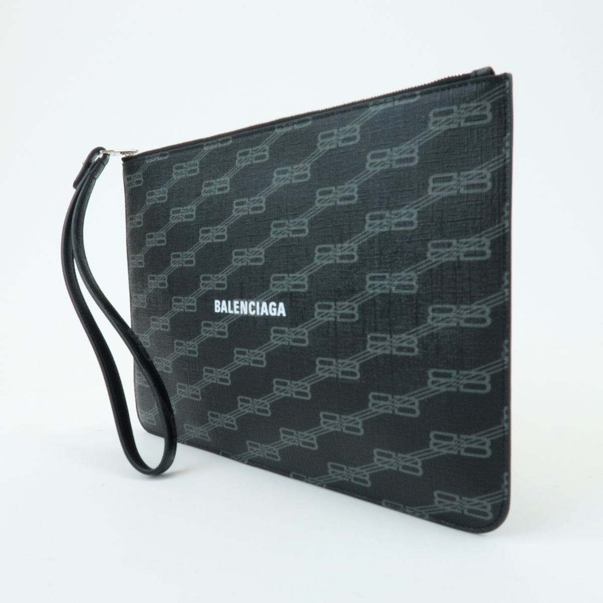 Balenciaga Signature Pouch Monogram Pvc Leather Black Canvas Clutche & Pouche Bag (Pre-Owned)