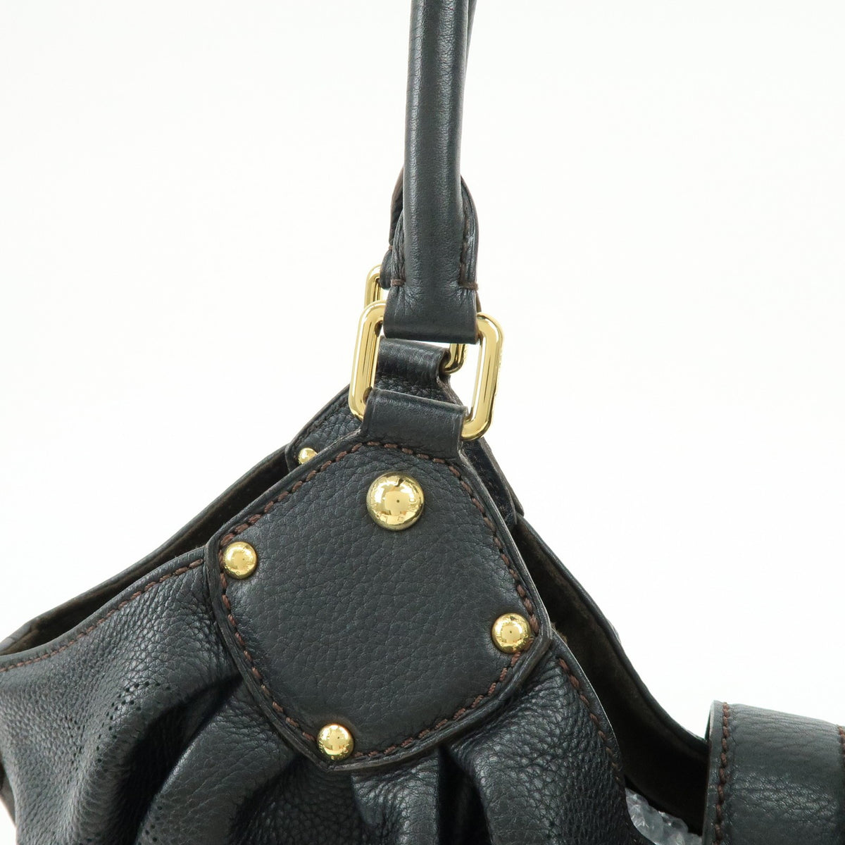 Louis Vuitton L Hobo Mahina Leather Black Leather Shoulder Bag Bag (Pre-Owned)