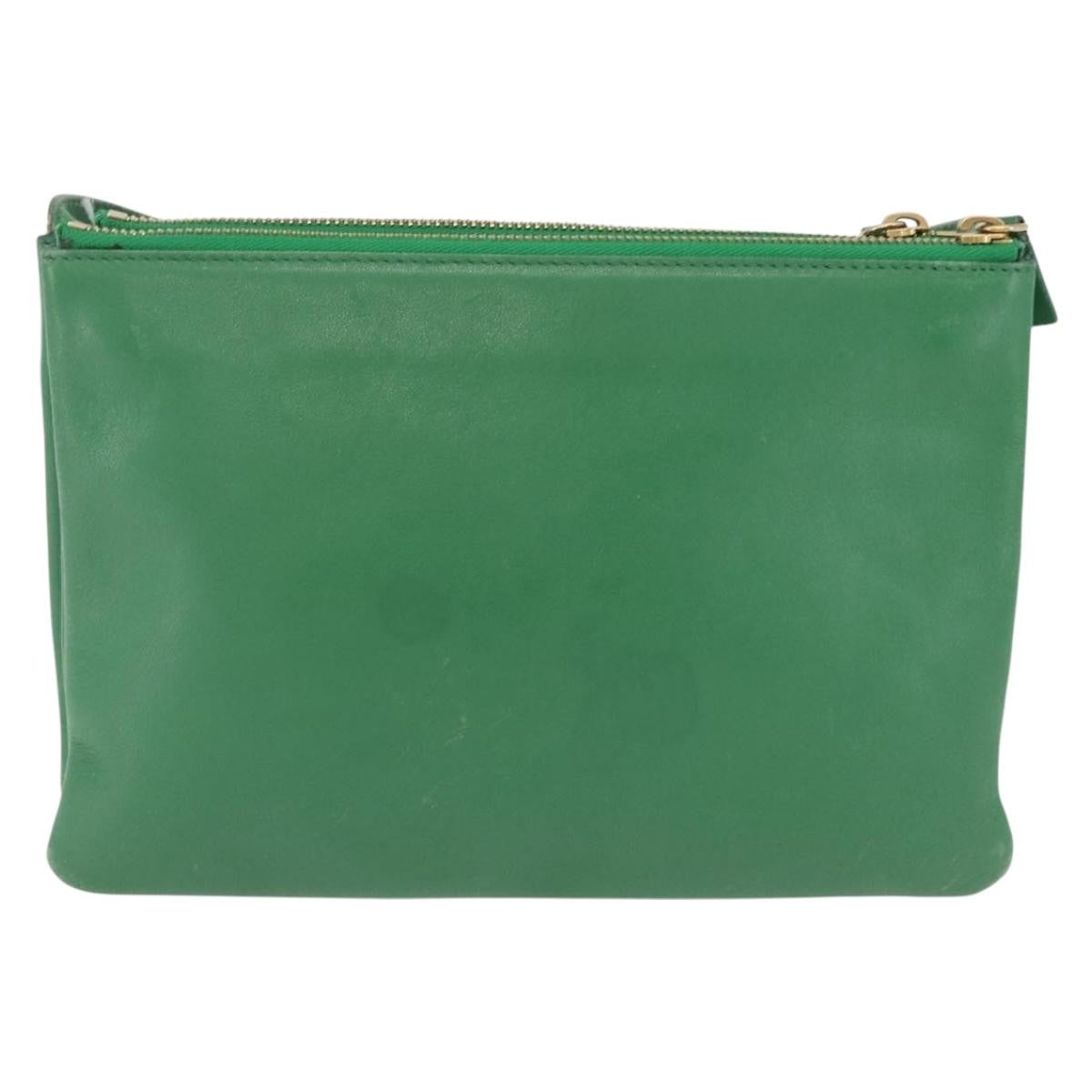 Celine Trio Leather Green Leather Crossbody Bag Bag (Pre-Owned)