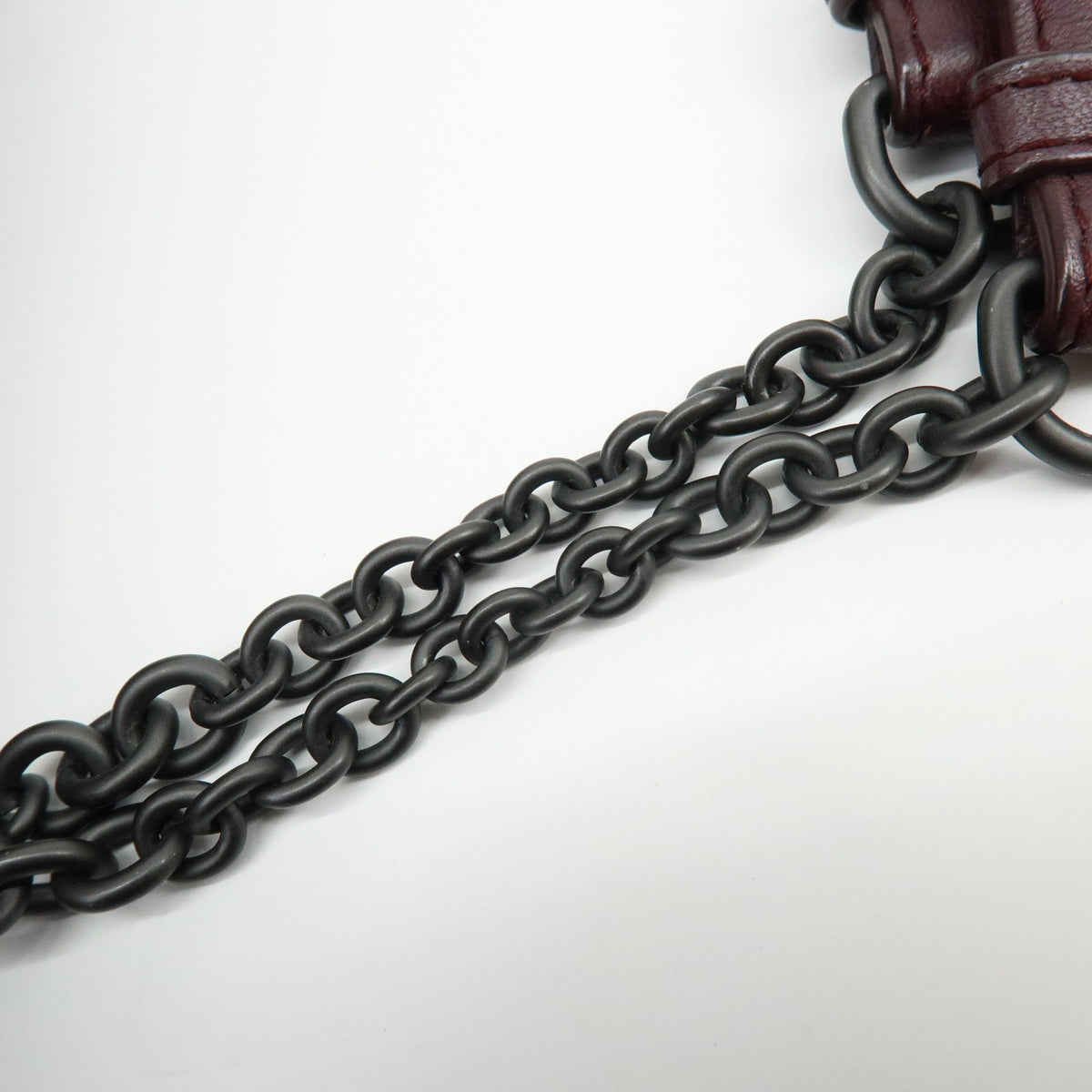 Bottega Veneta Double Chain Intrecciato Nappa Burgundy Leather Tote Bag Bag (Pre-Owned)