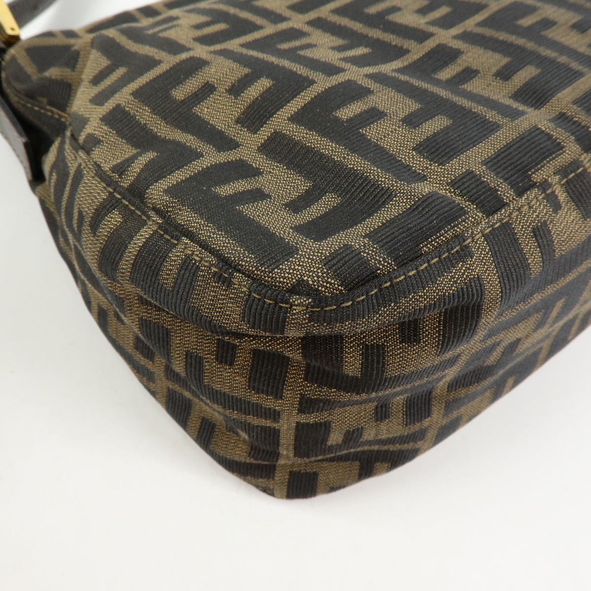 Fendi Round Flap Baguette Zucca Canvas Brown Canvas Shoulder Bag Bag (Pre-Owned)
