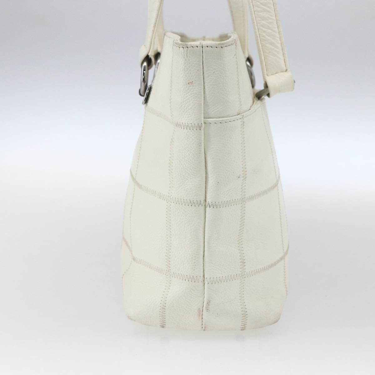 Chanel Square Stitch Quilted Leather White Leather Tote Bag Bag (Pre-Owned)