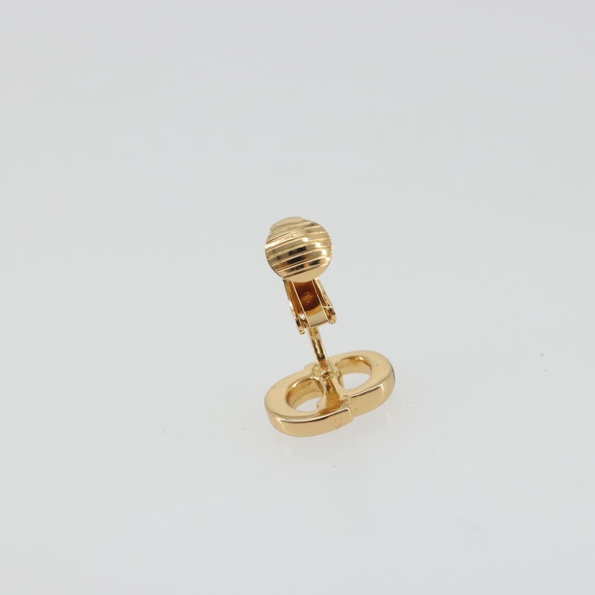 Christian Dior Vintage Cd Logo Grooved Earrings Metal Gold Metal Earrings Jewelry (Pre-Owned)