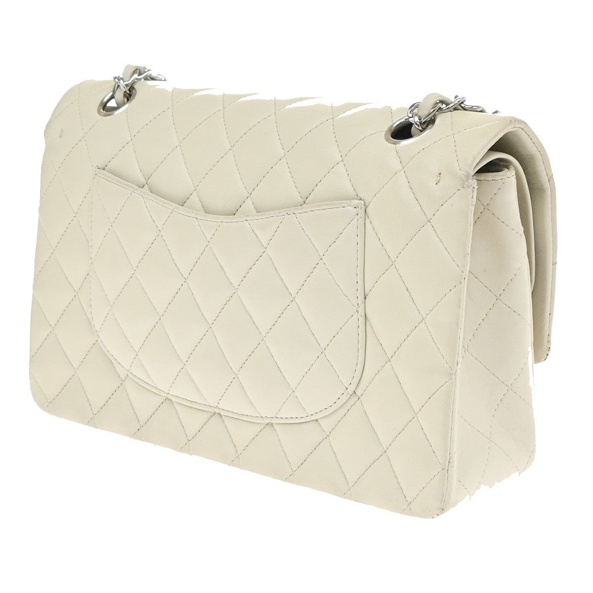 Chanel Vintage Classic Double Flap Quilted Caviar White Leather Shoulder Bag Bag (Pre-Owned)