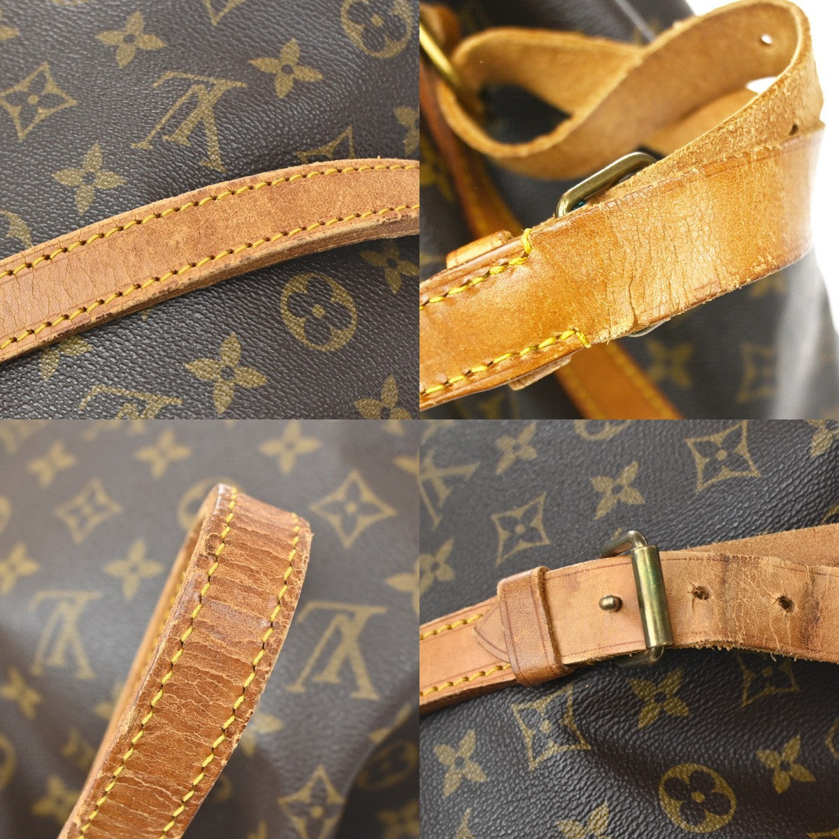 Louis Vuitton Petit Noe Monogram Canvas Brown Leather Handbag (Pre-Owned)