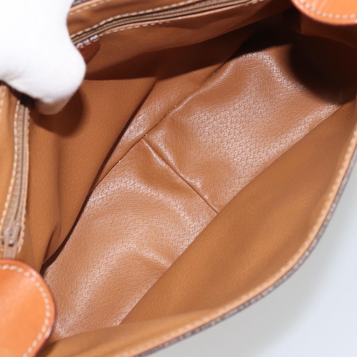 Celine Vintage Macadam Canvas And Leather Brown Canvas Shoulder Bag Bag (Pre-Owned)