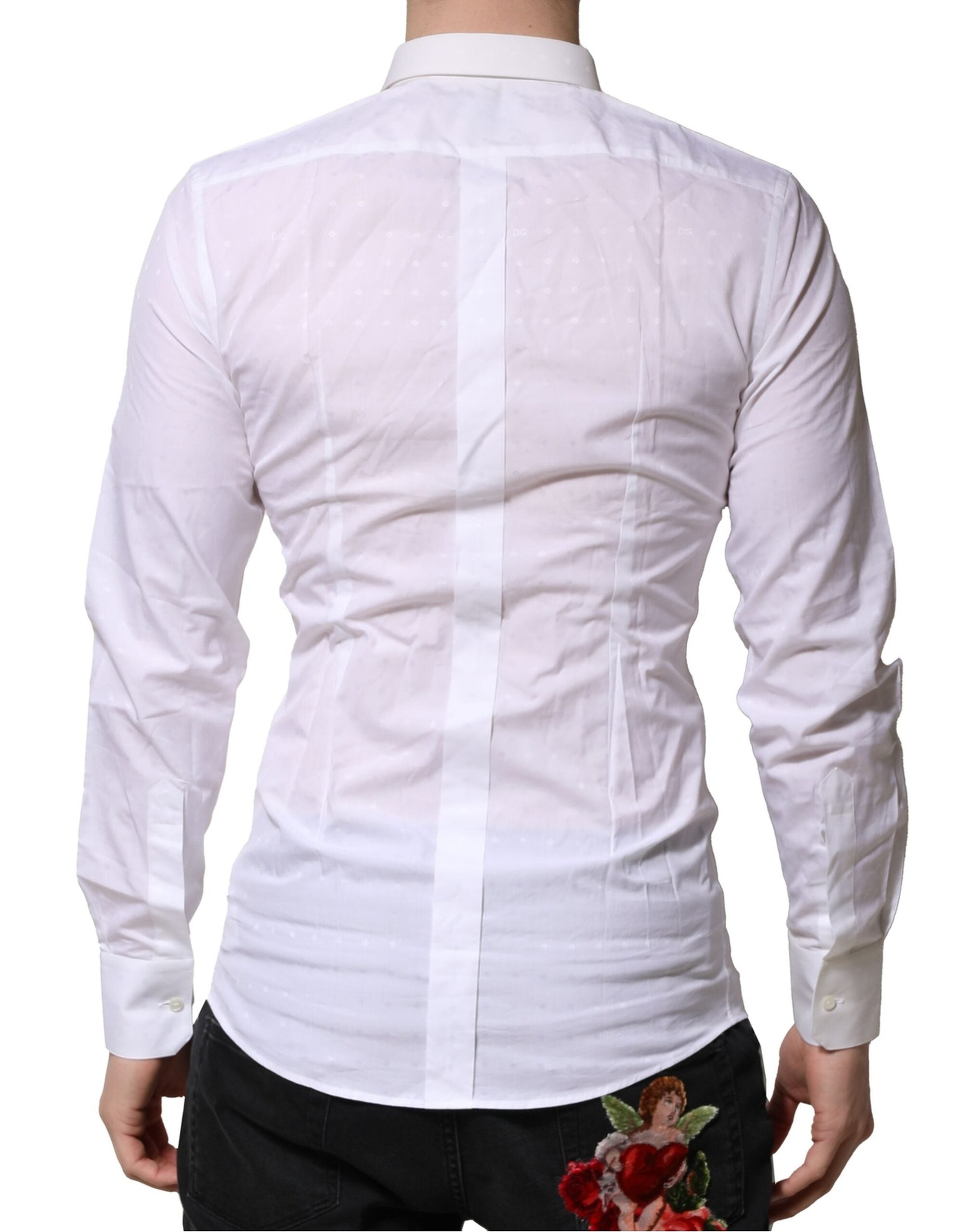 Dolce & Gabbana White Cotton GOLD Dress Formal Men's Shirt (Pre-Owned)