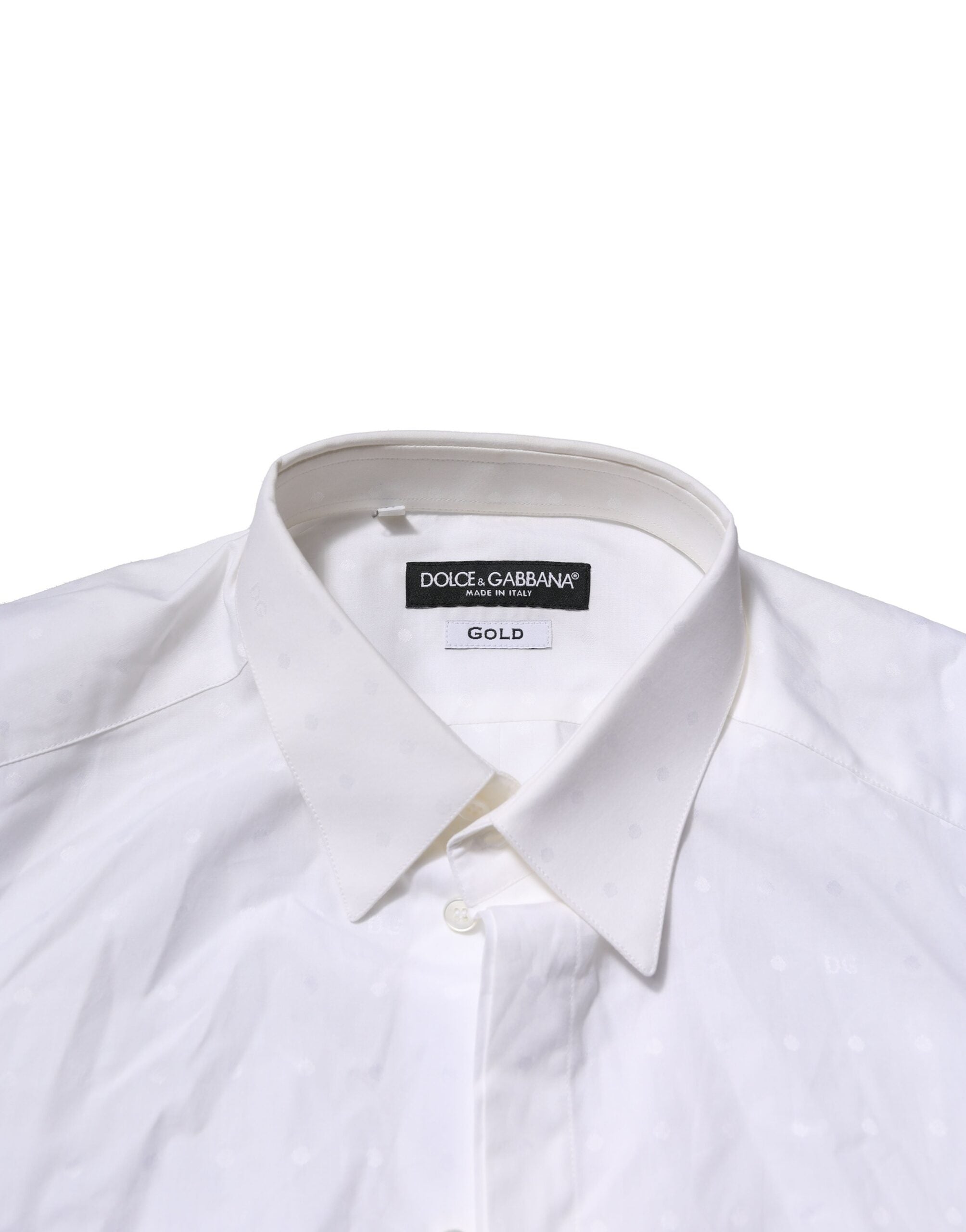 Dolce & Gabbana White Cotton GOLD Dress Formal Men's Shirt (Pre-Owned)