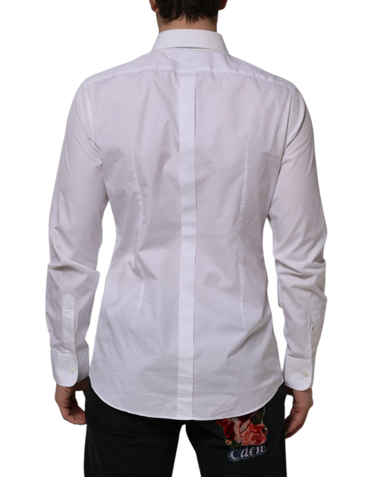 Dolce & Gabbana White Bib Cotton Poplin GOLD Formal Men's Shirt