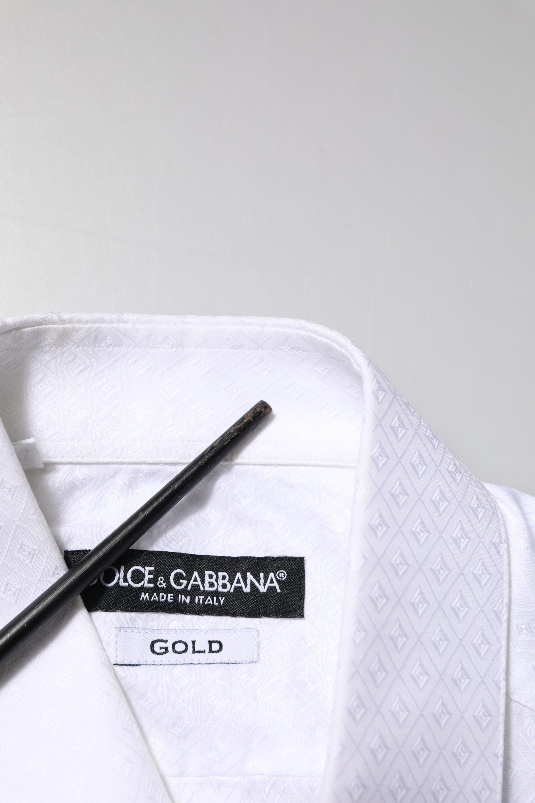Dolce & Gabbana White Cotton GOLD Long Sleeves Formal Men's Shirt (Pre-Owned)