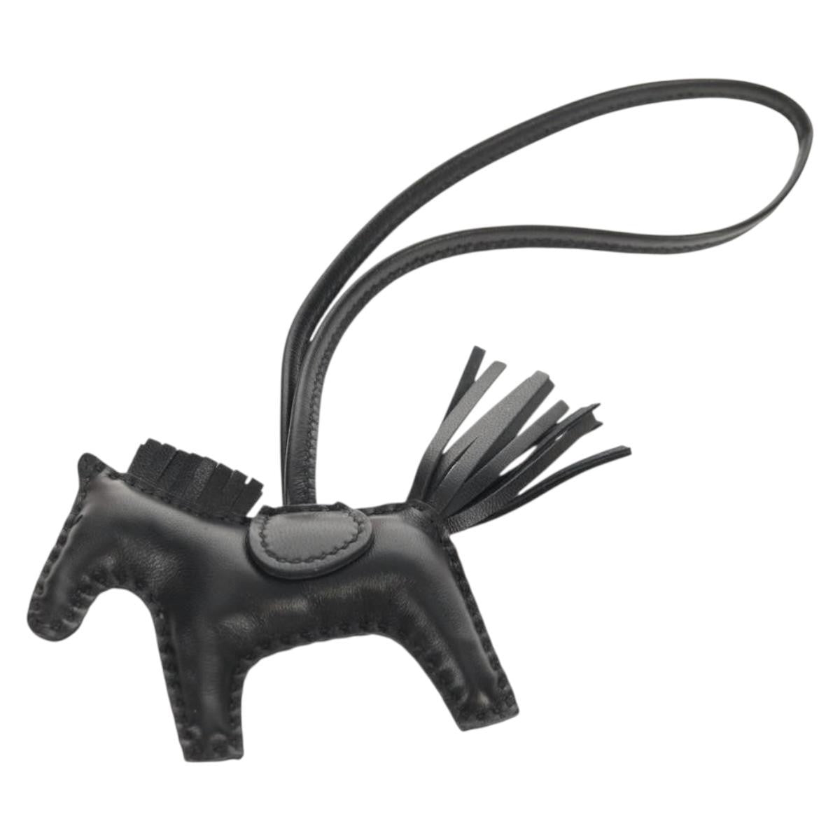 Hermes So Black Grigri Rodeo Bag Charm Leather Black Leather Charms And Keychains Accessory (Pre-Owned)