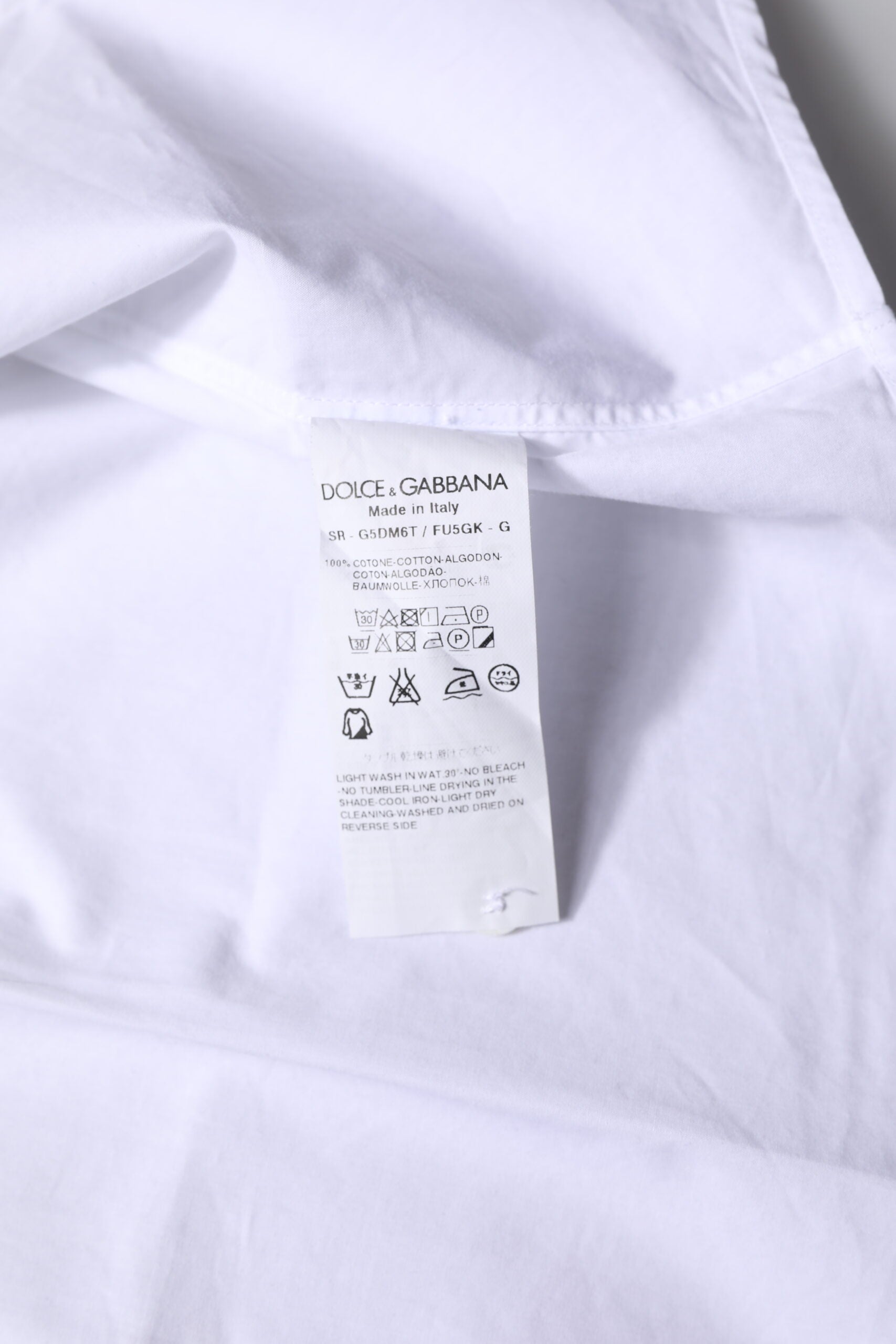 Dolce & Gabbana White Cotton GOLD Long Sleeves Formal Men's Shirt (Pre-Owned)