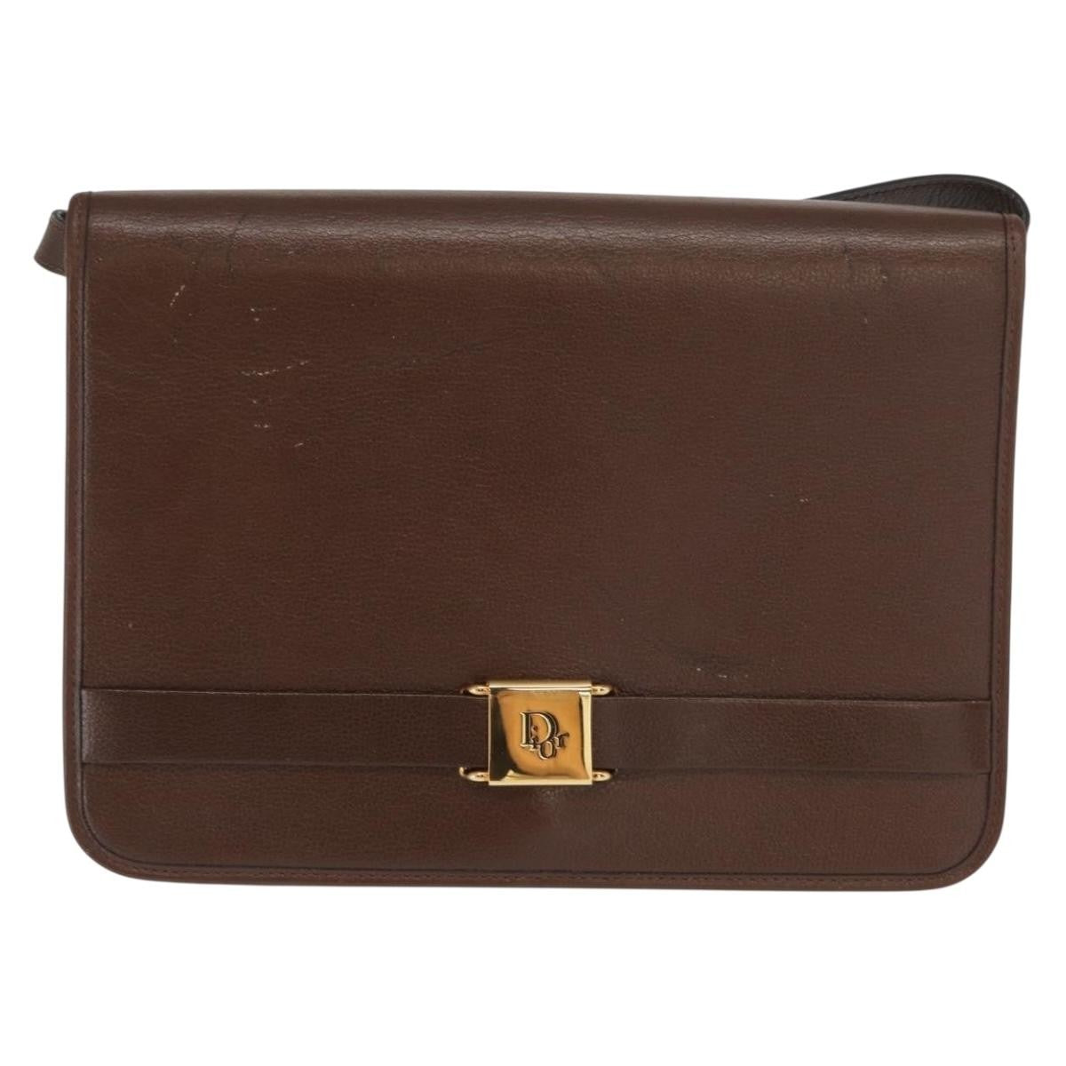Christian Dior Vintage Leather Brown Leather Shoulder Bag Bag (Pre-Owned)