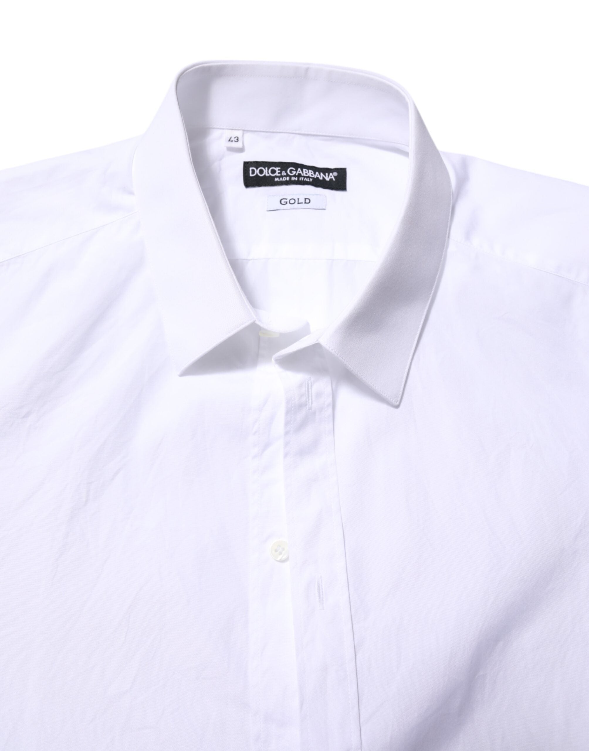 Dolce & Gabbana White Cotton GOLD Long Sleeves Formal Men's Shirt