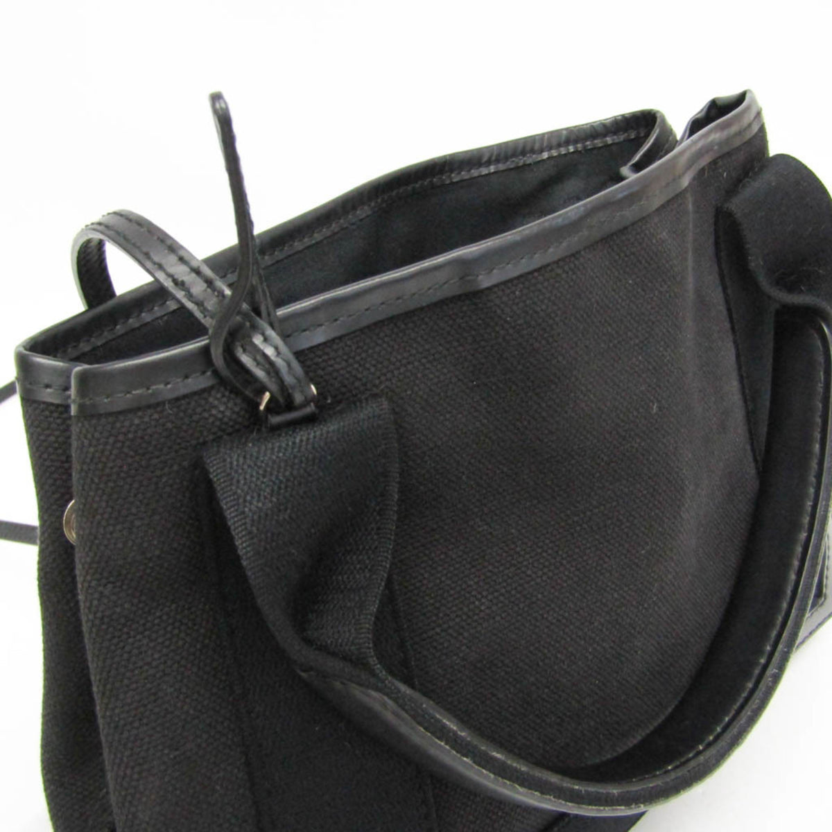 Balenciaga Navy Cabas Canvas With Leather Black Canvas Tote Bag Bag (Pre-Owned)