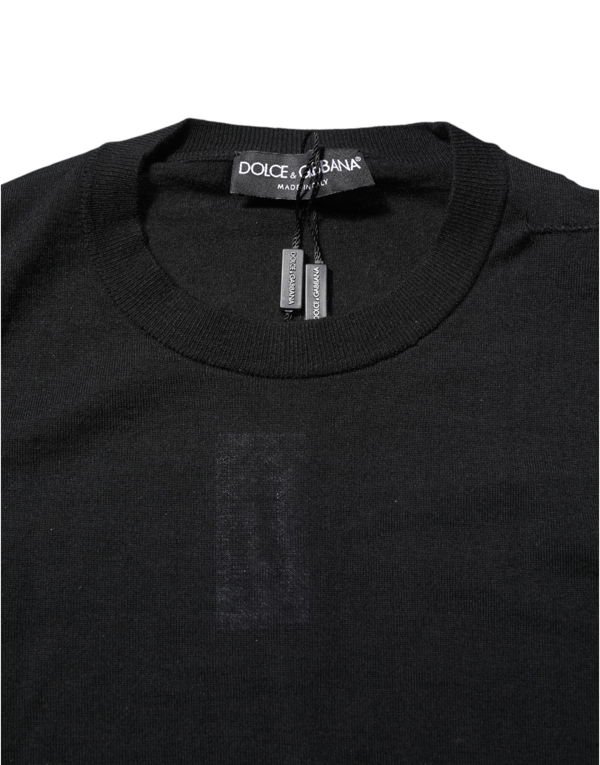 Dolce & Gabbana Black Cashmere Crew Neck Long Sleeves Men's T-shirt (Pre-Owned)