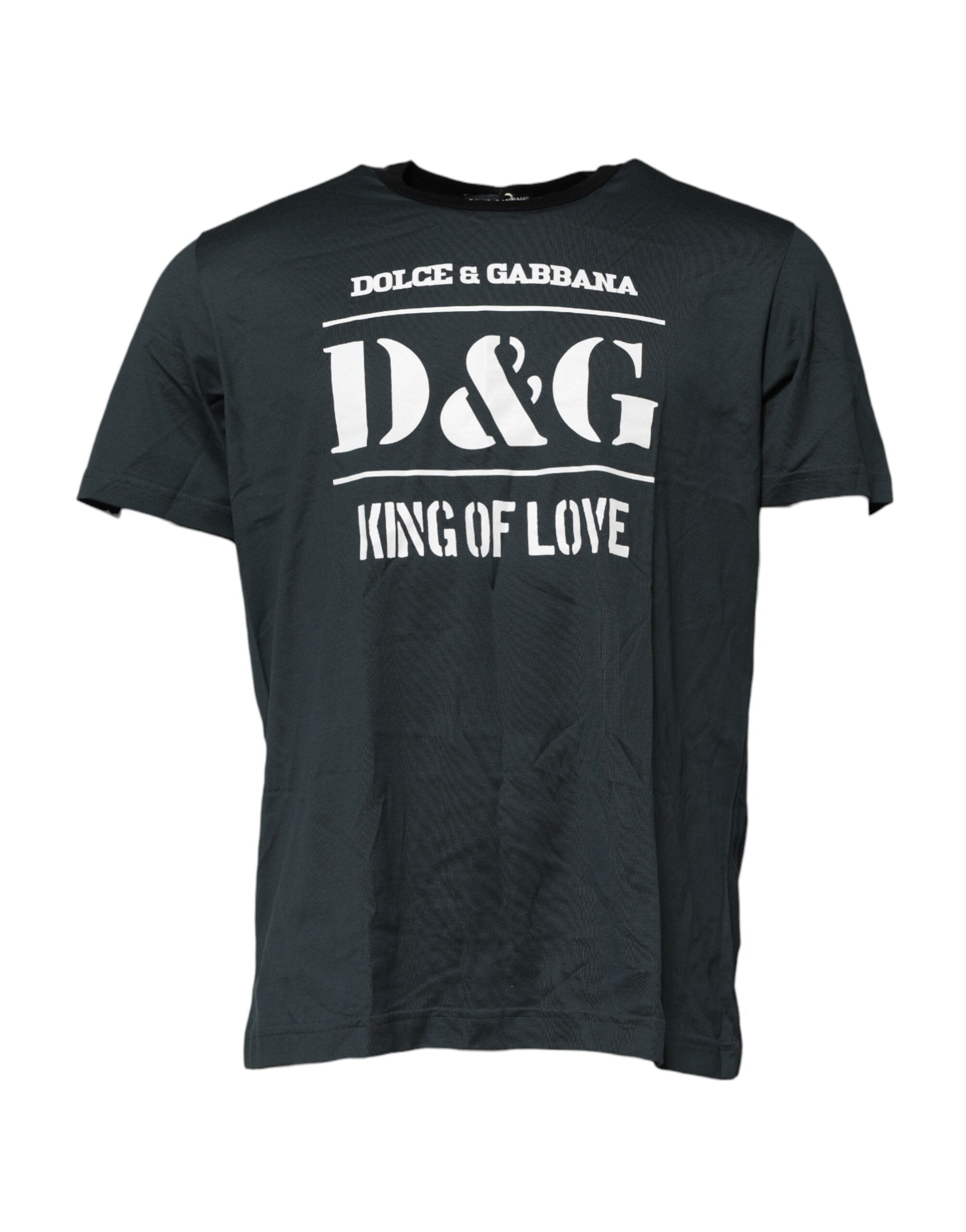Dolce & Gabbana Black Cotton Printed Short Sleeves Men's T-shirt