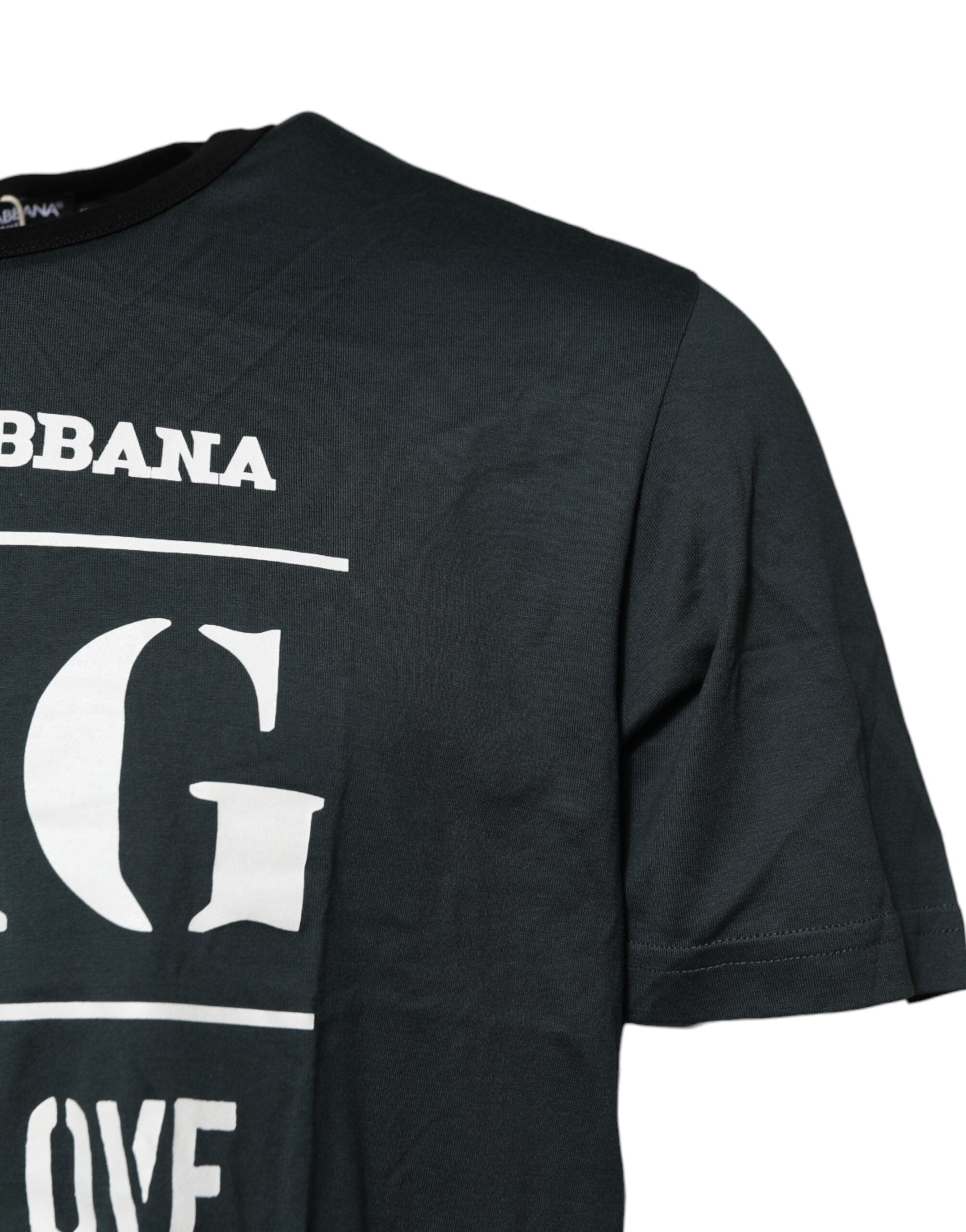 Dolce & Gabbana Black Cotton Printed Short Sleeves Men's T-shirt