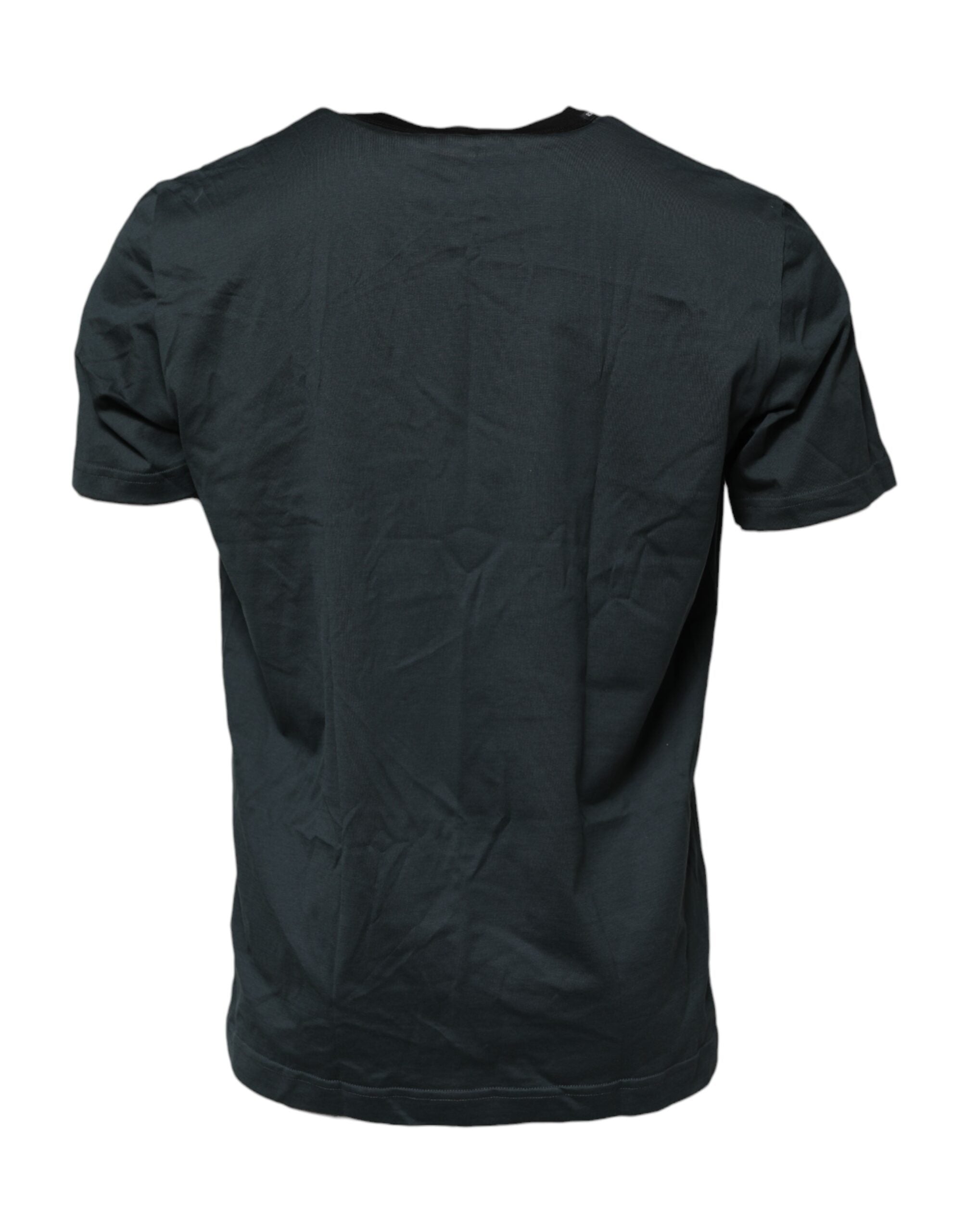 Dolce & Gabbana Black Cotton Printed Short Sleeves Men's T-shirt