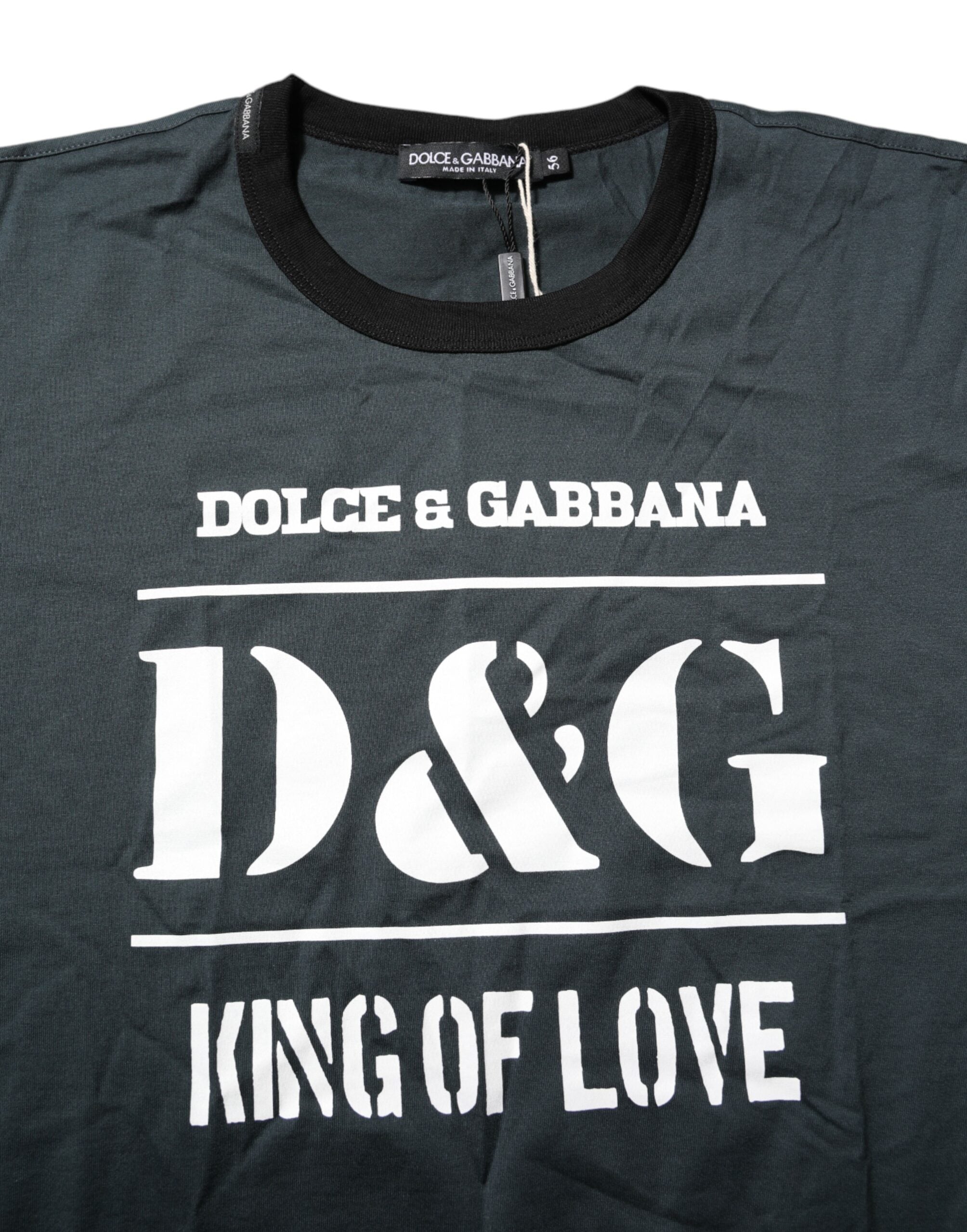 Dolce & Gabbana Black Cotton Printed Short Sleeves Men's T-shirt