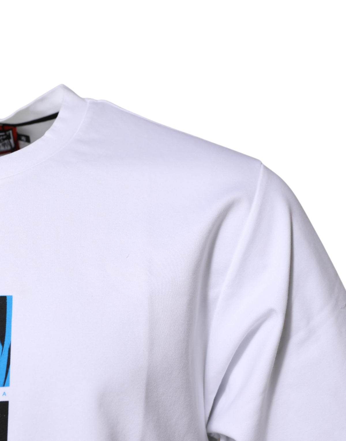 Dolce & Gabbana White Cotton Crew Neck Graphic Print Men's T-shirt
