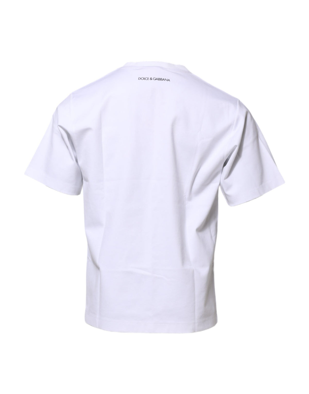 Dolce & Gabbana White Cotton Crew Neck Graphic Print Men's T-shirt