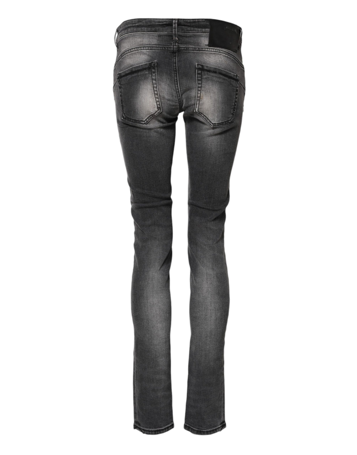 Acht Dark Gray Cotton Slim Fit Denim Low Waist Denim Women's Jeans