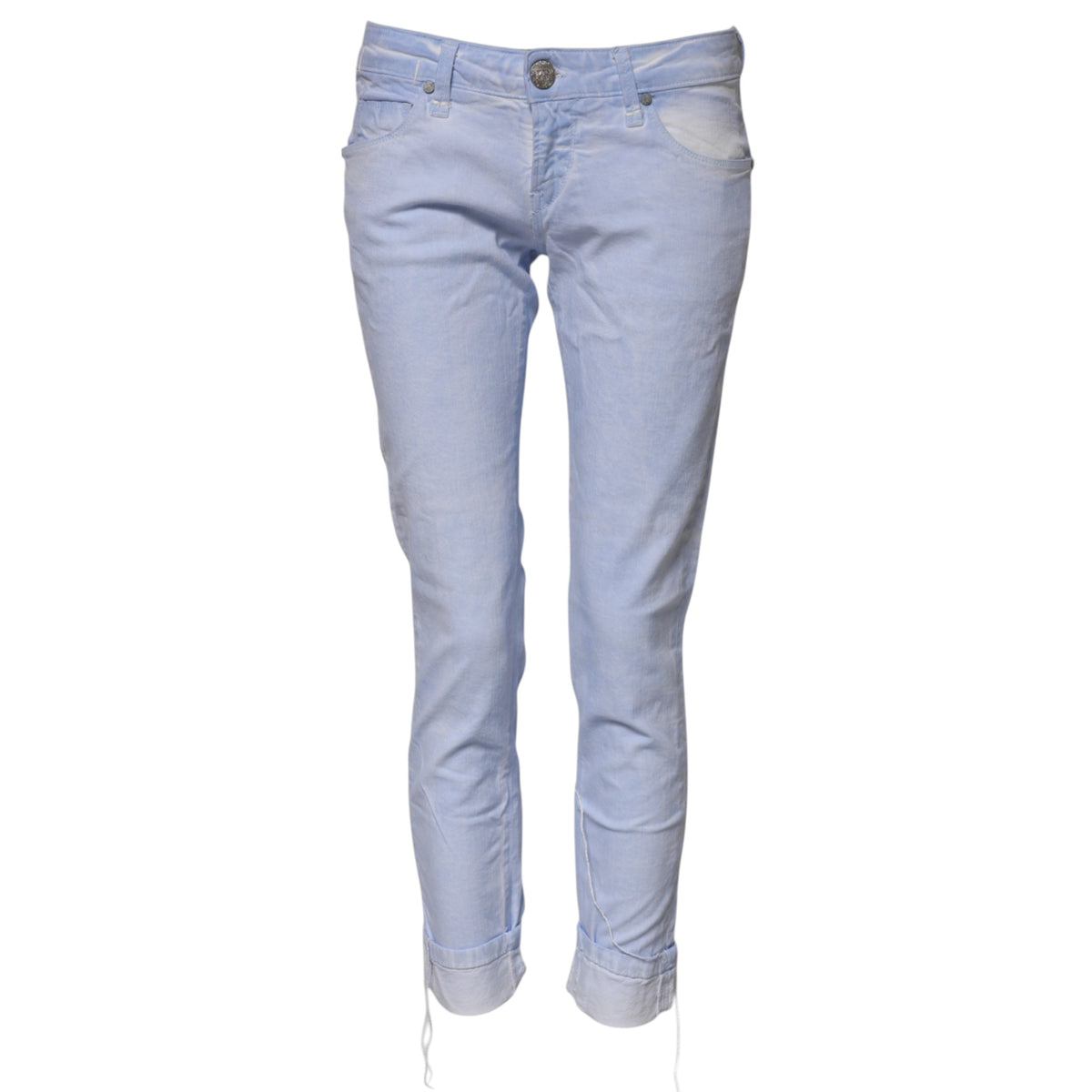 Acht Light Blue Cotton Slim Fit Denim Low Waist Denim Women's Jeans