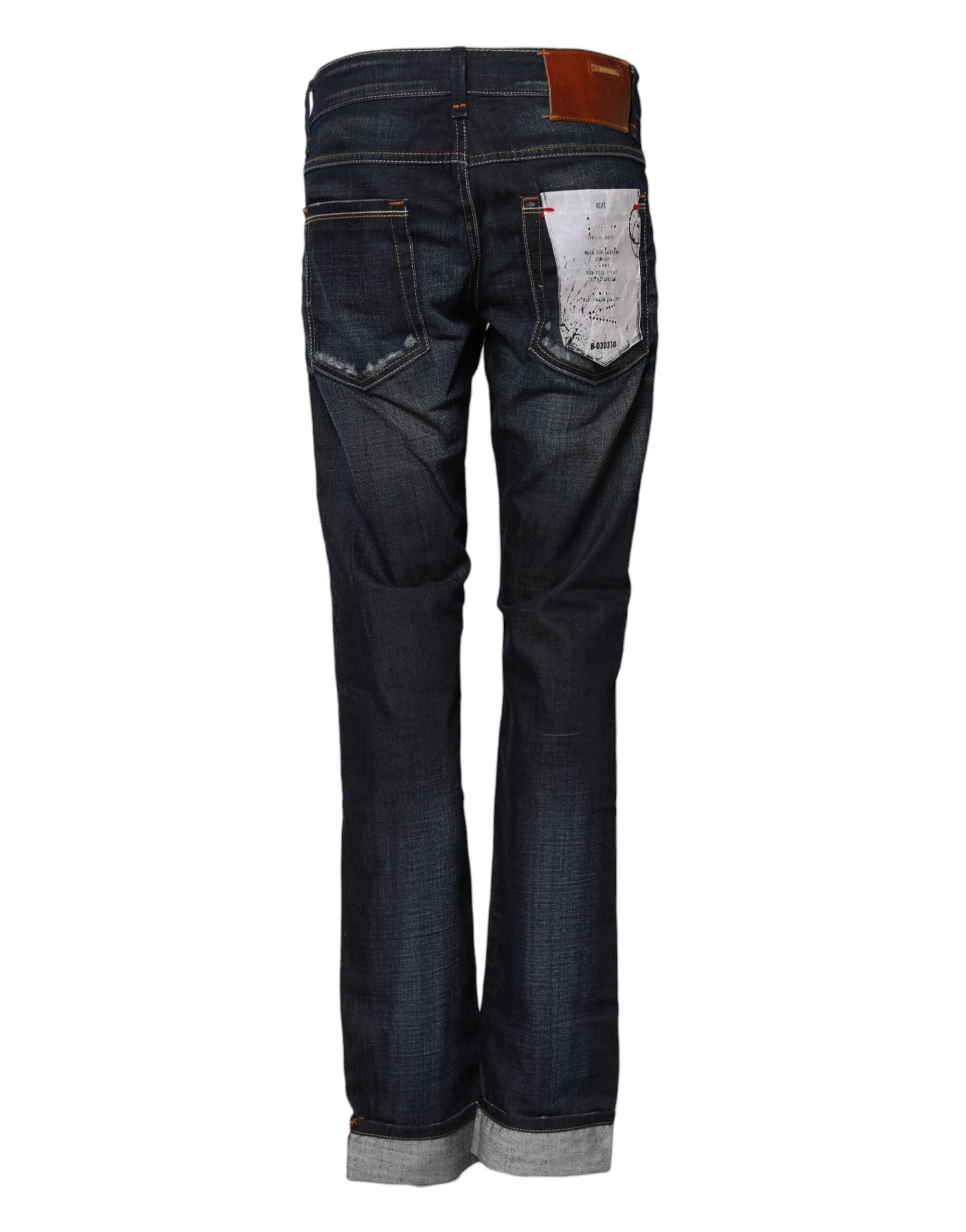 Acht Blue Washed Cotton Mid Waist Flared Denim Women's Jeans