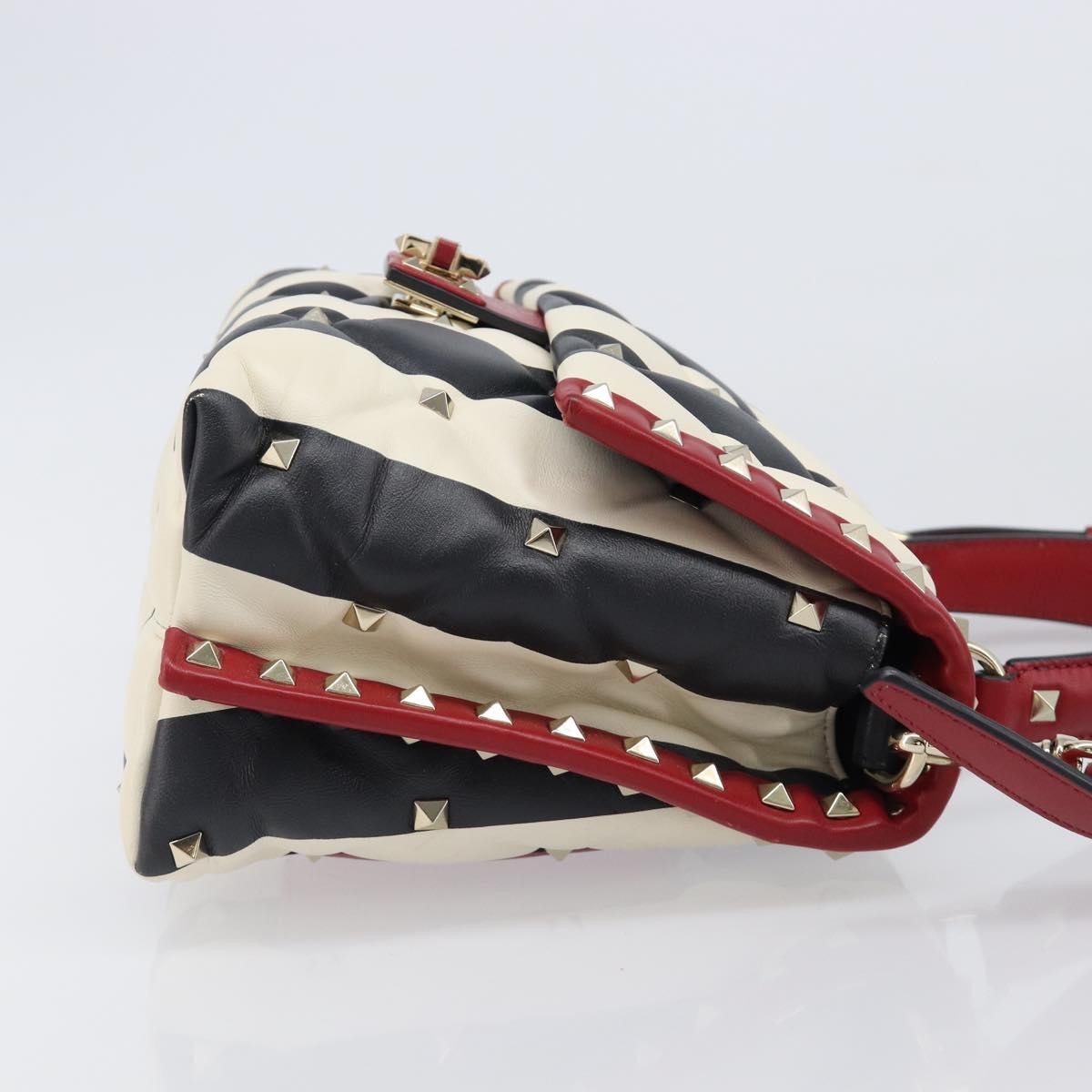 Valentino Garavani Candystud Top Handle Leather Red Leather Handbag (Pre-Owned)