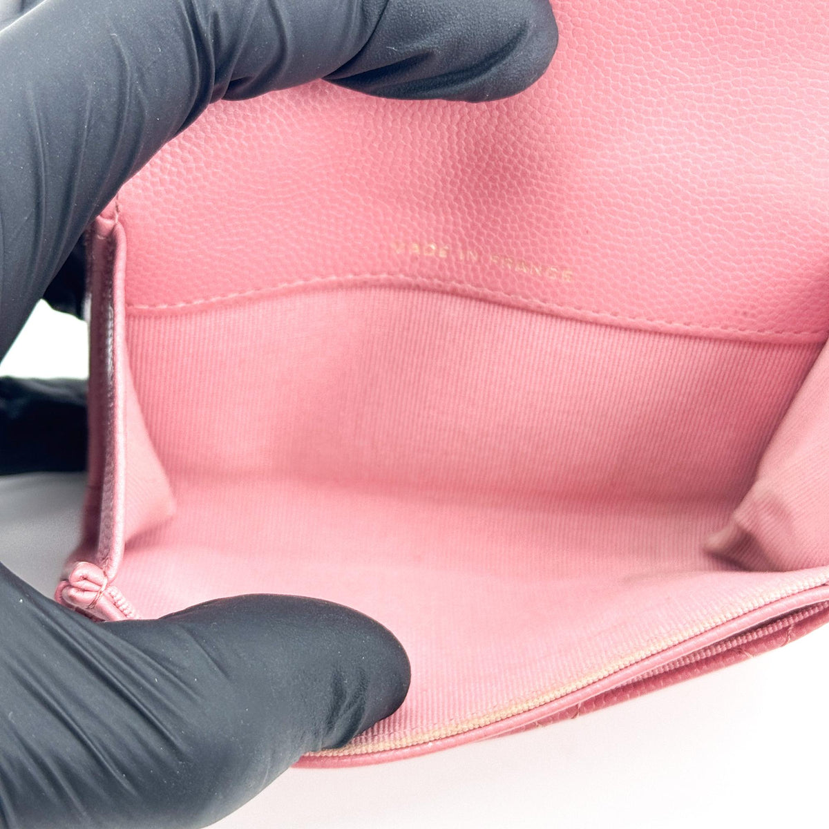 Chanel Classic Flap Card Case Quilted Caviar Pink Leather Card Holders Accessory (Pre-Owned)