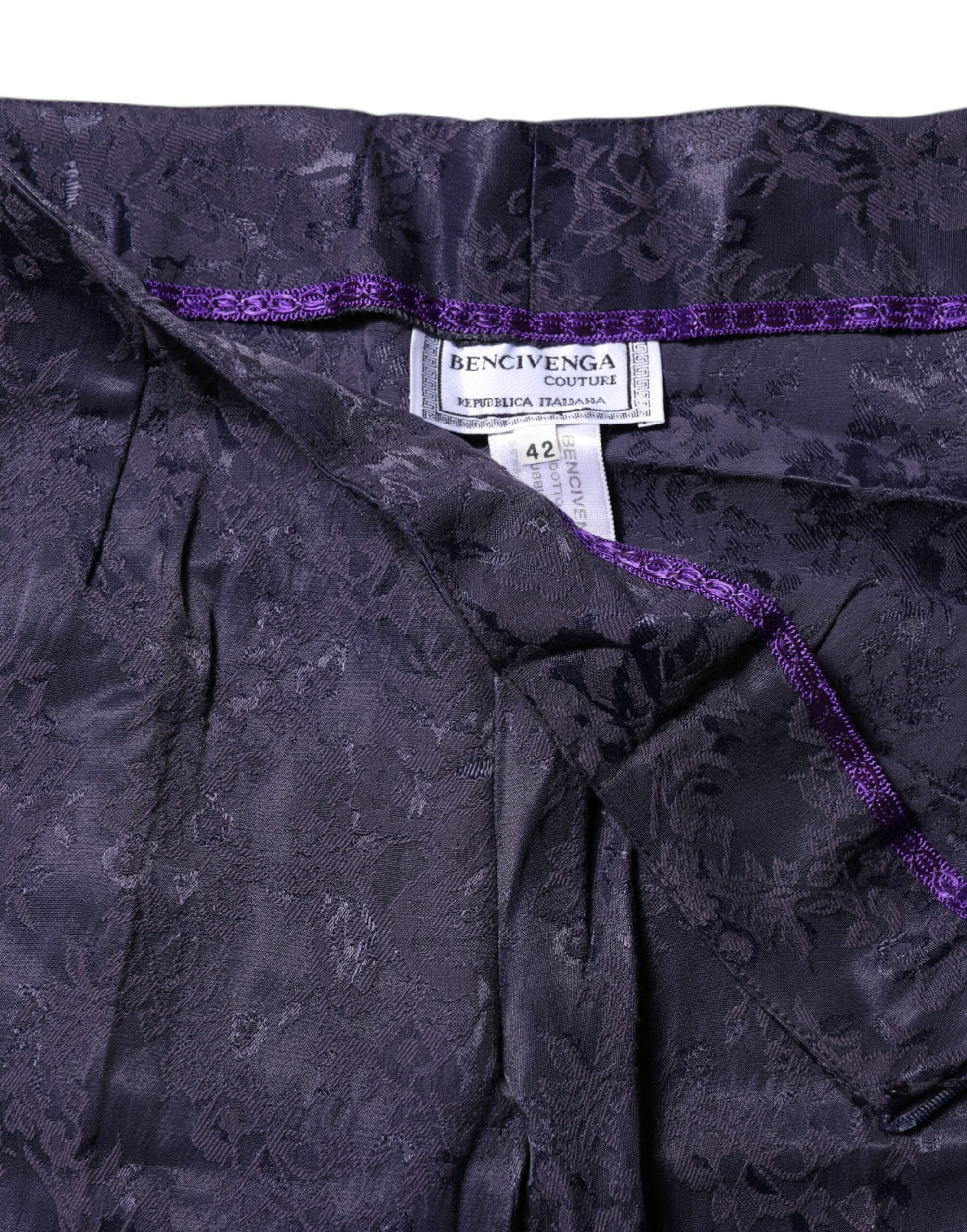 BENCIVENGA Purple Jacquard High Waisted Women's Pants